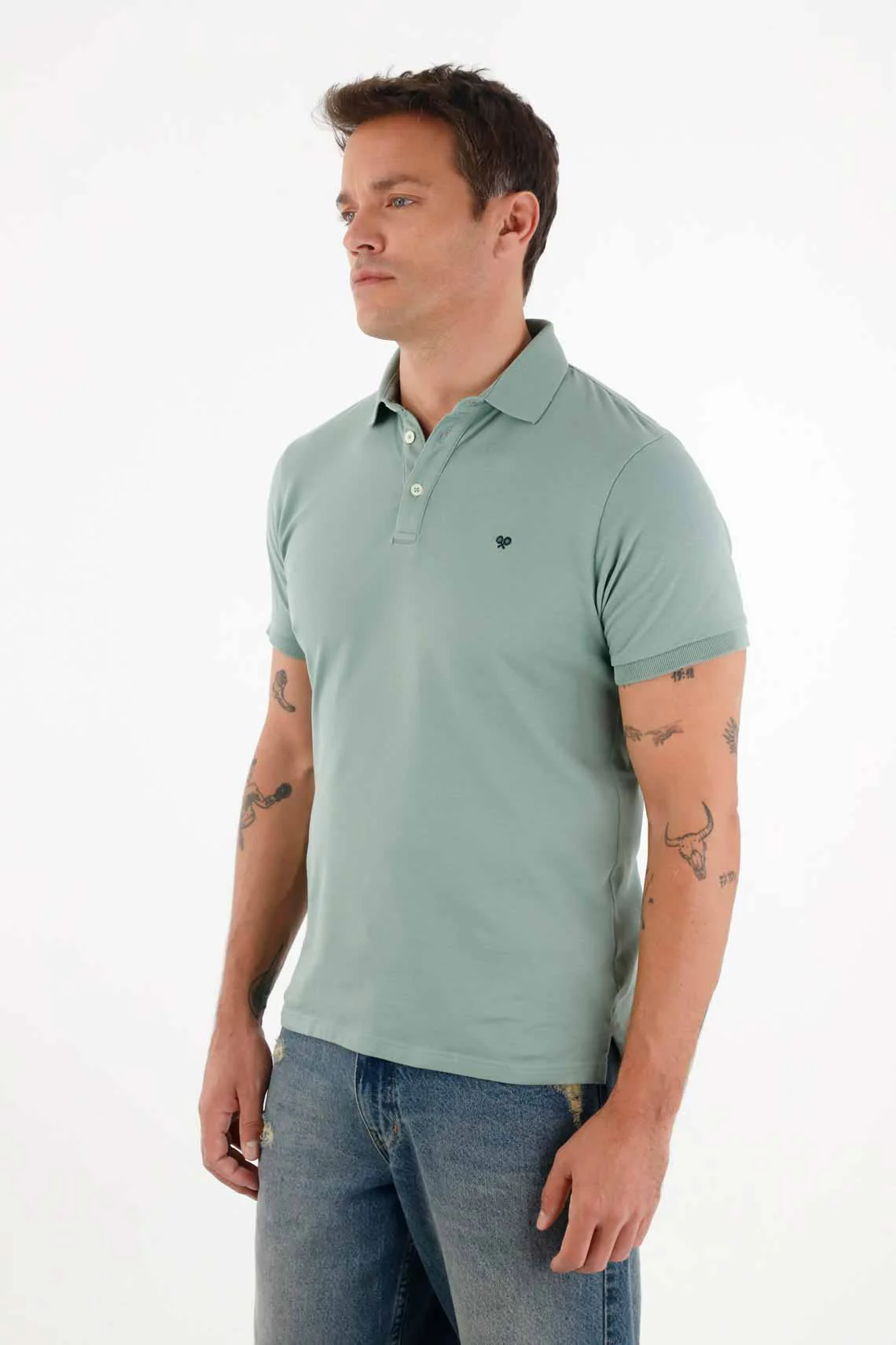 Antipilling Lycra Piqué Polo in Green for Men
