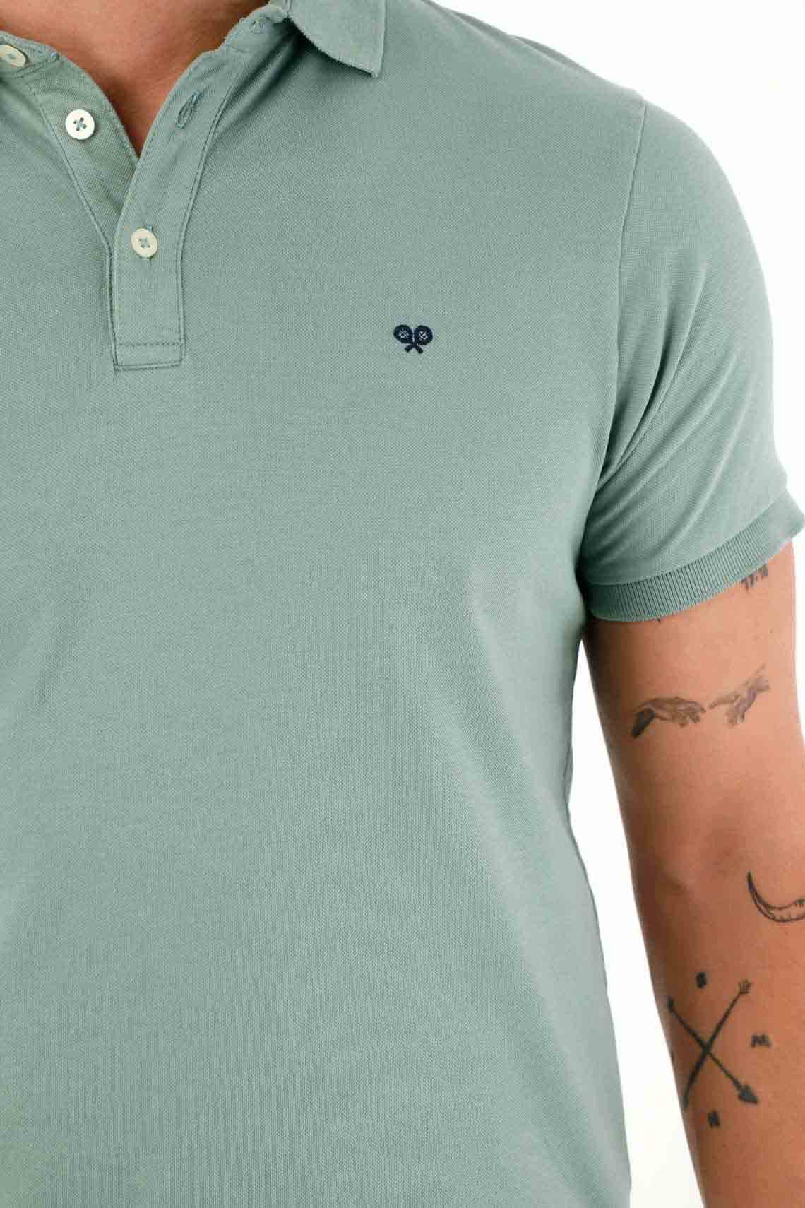 Antipilling Lycra Piqué Polo in Green for Men - Image 2