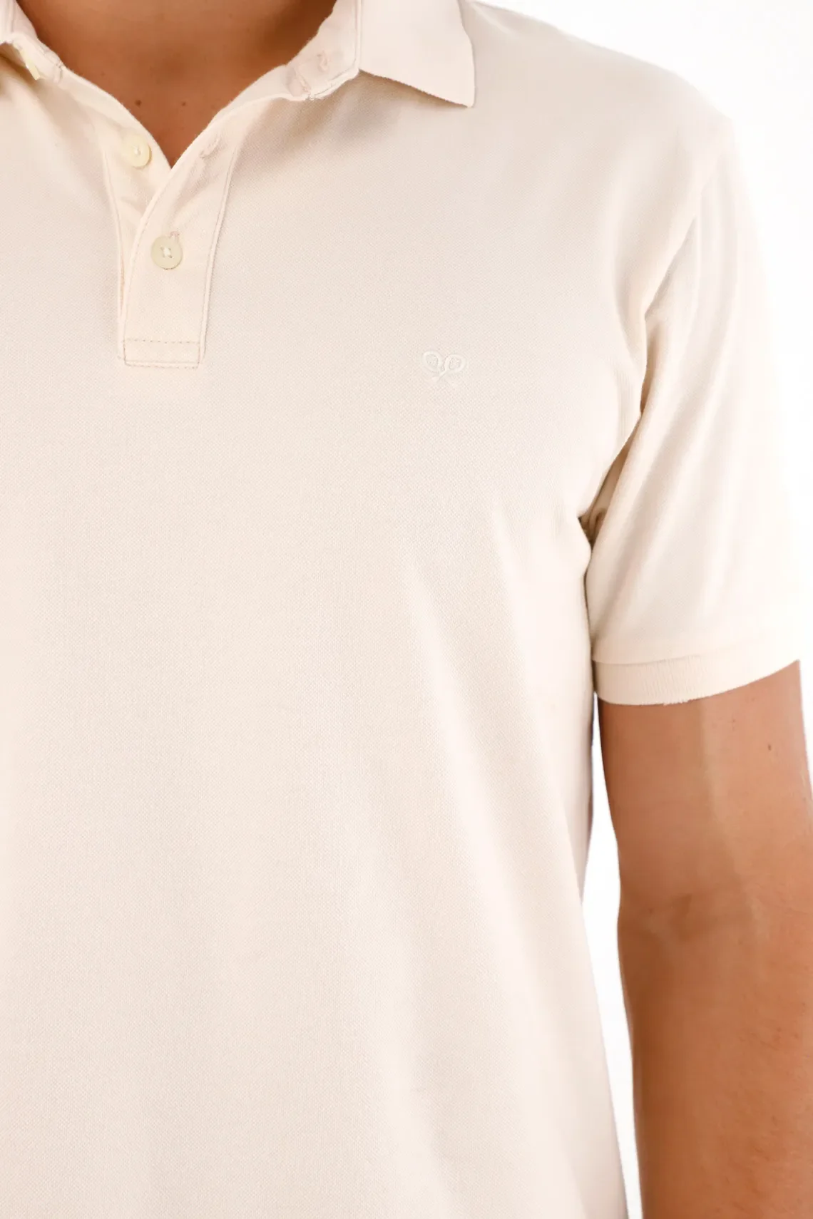 Off-White Polo with Mini Racket for Men - Image 3
