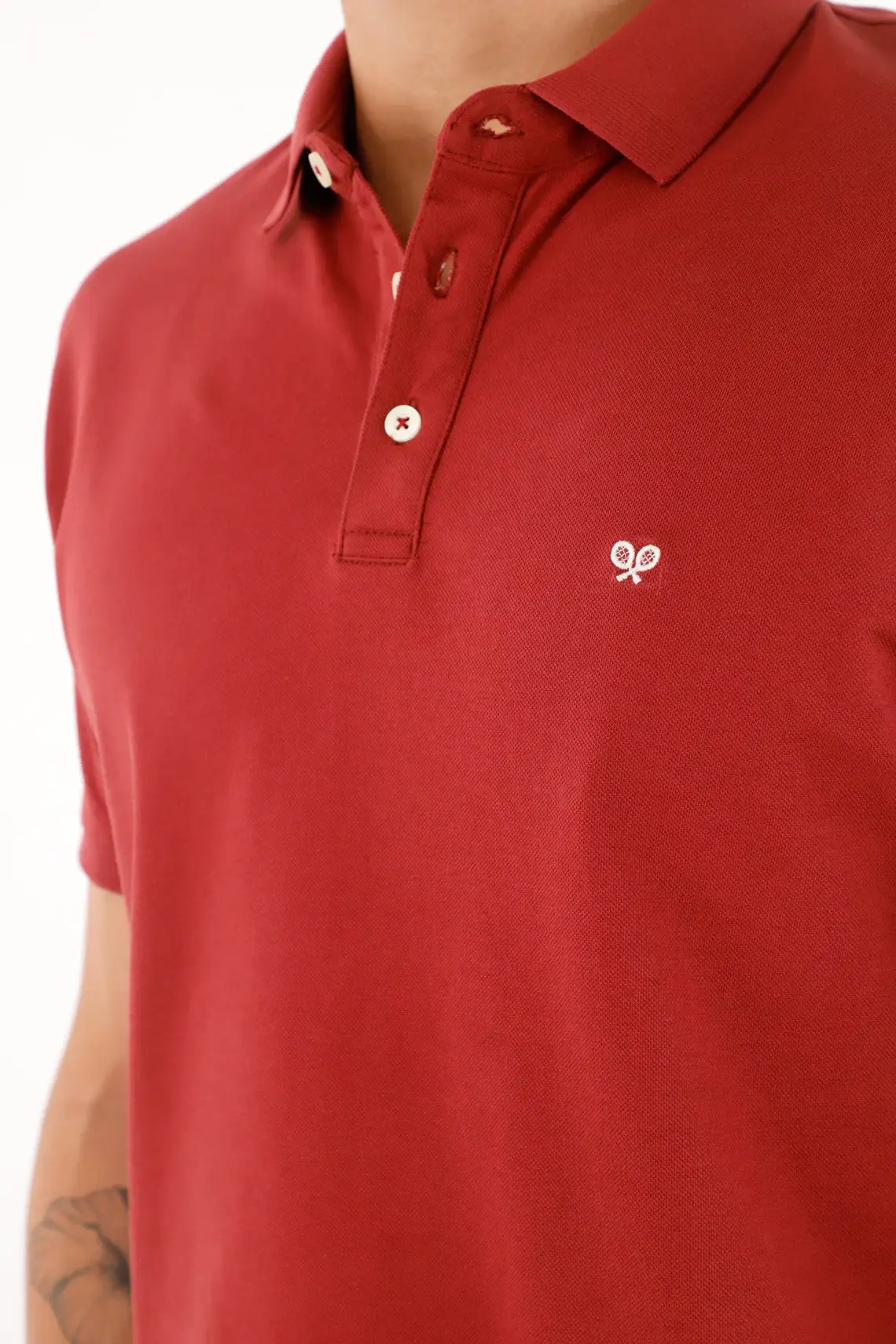 Polo with red mini racquet for men - Image 3
