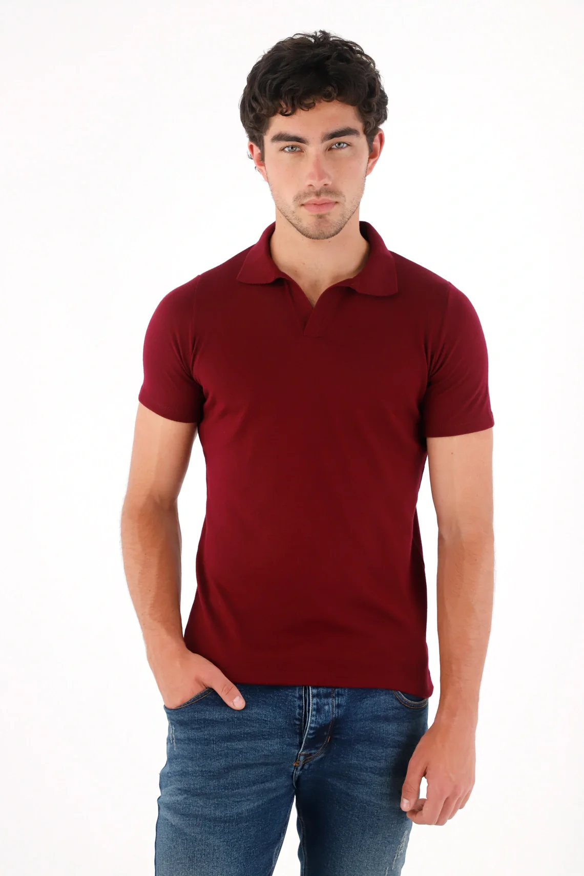 Red Soft Texture Polo for Men - Image 2