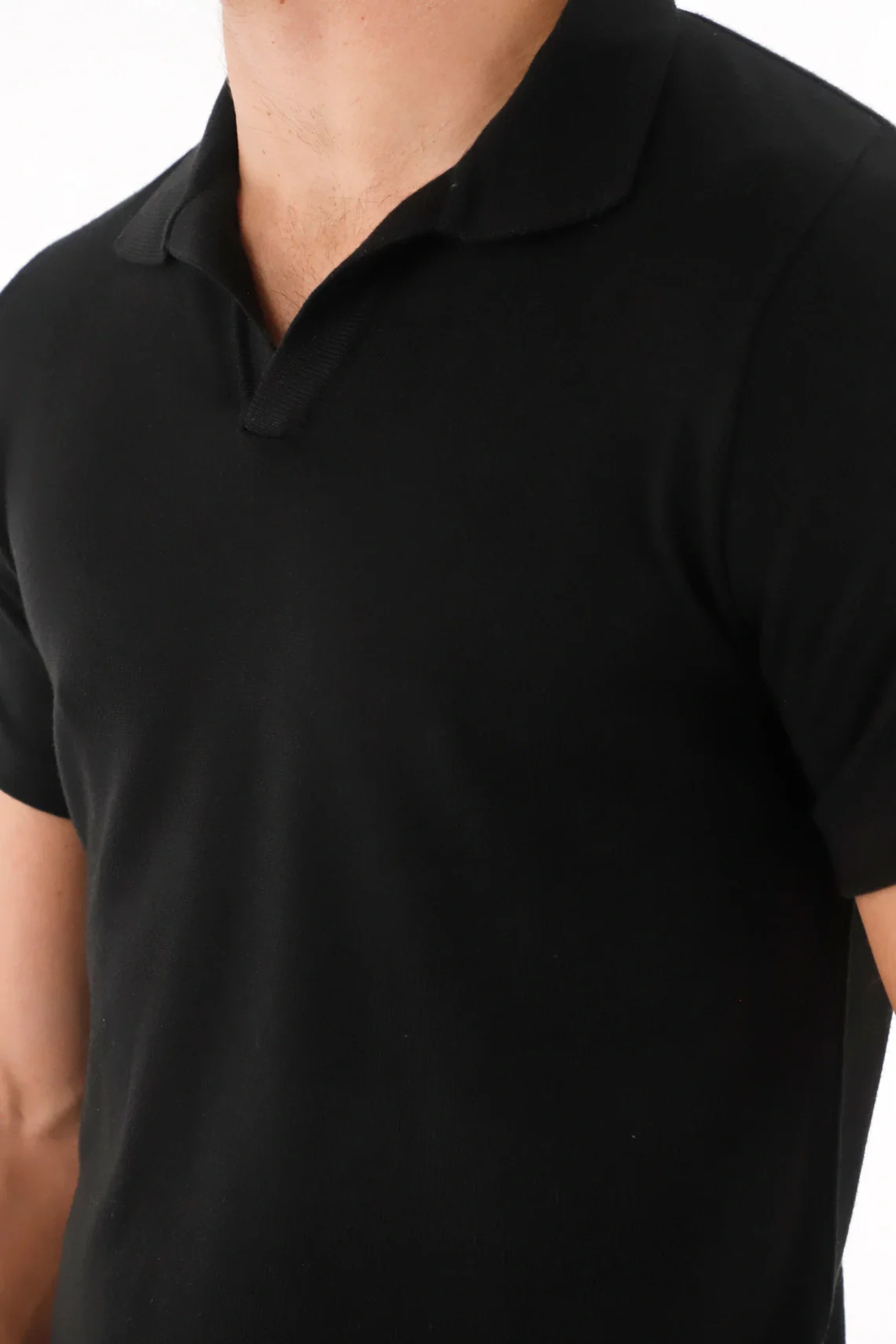 Classic Short Sleeve Black Polo for Men - Image 3