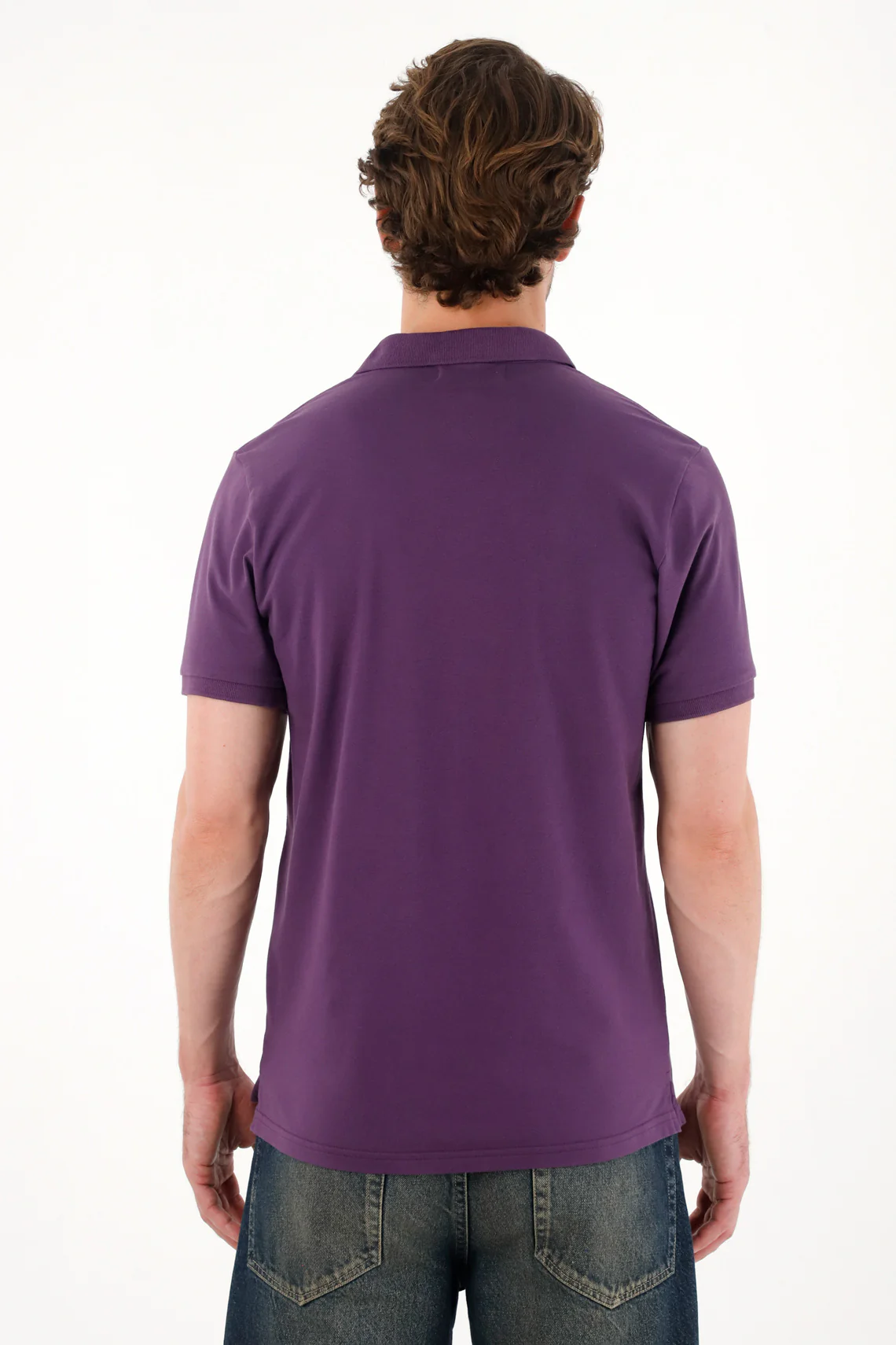 Men's Purple Pique Lycra Polo - Image 4