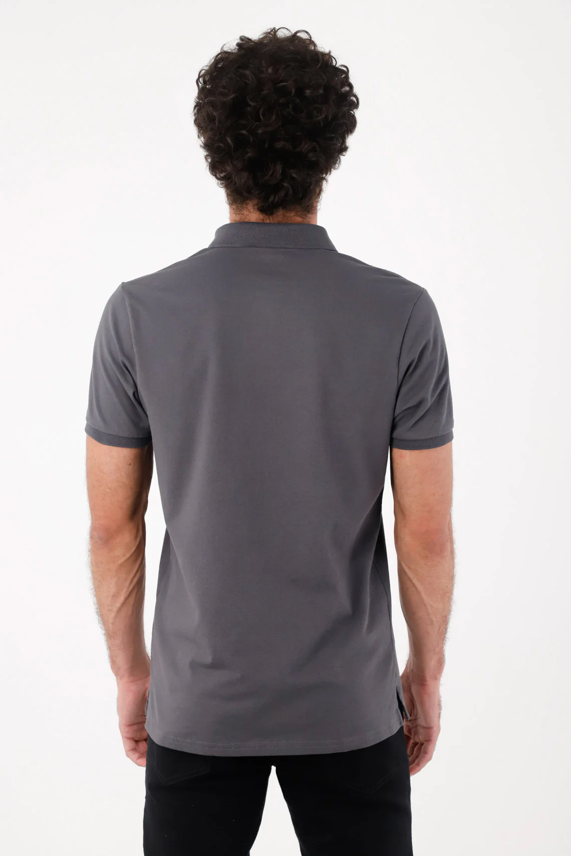 Dark Gray Cotton Polo for Men with Regular Fit and Embroidered Logo - Image 4