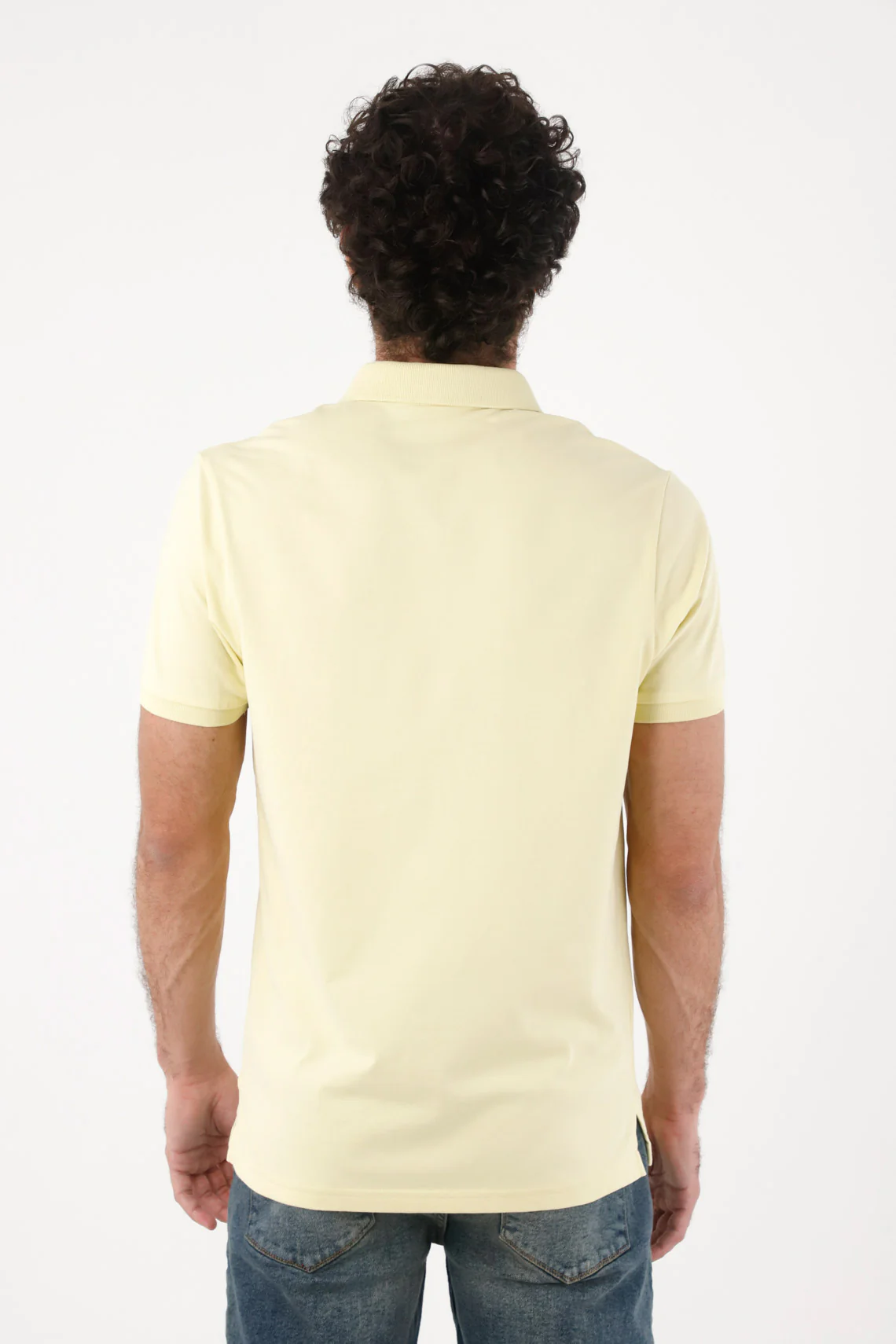 Men's Polo in Pastel Yellow Classic Fit with Minimal Logo - Image 4