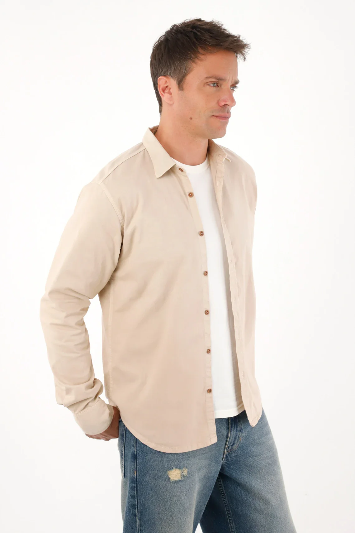 Classic Long Sleeve Shirt in Brown for Men