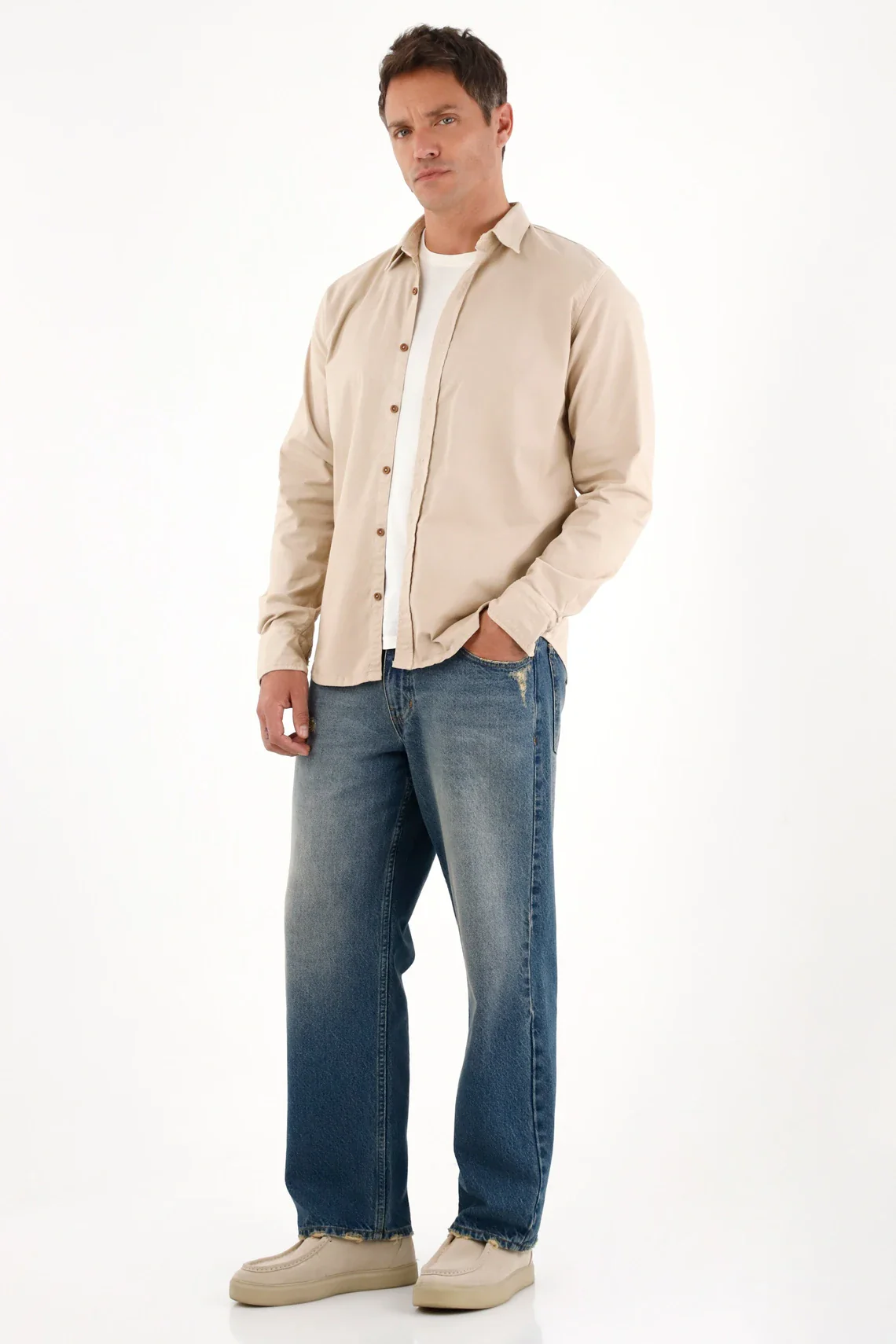 Classic Long Sleeve Shirt in Brown for Men - Image 3