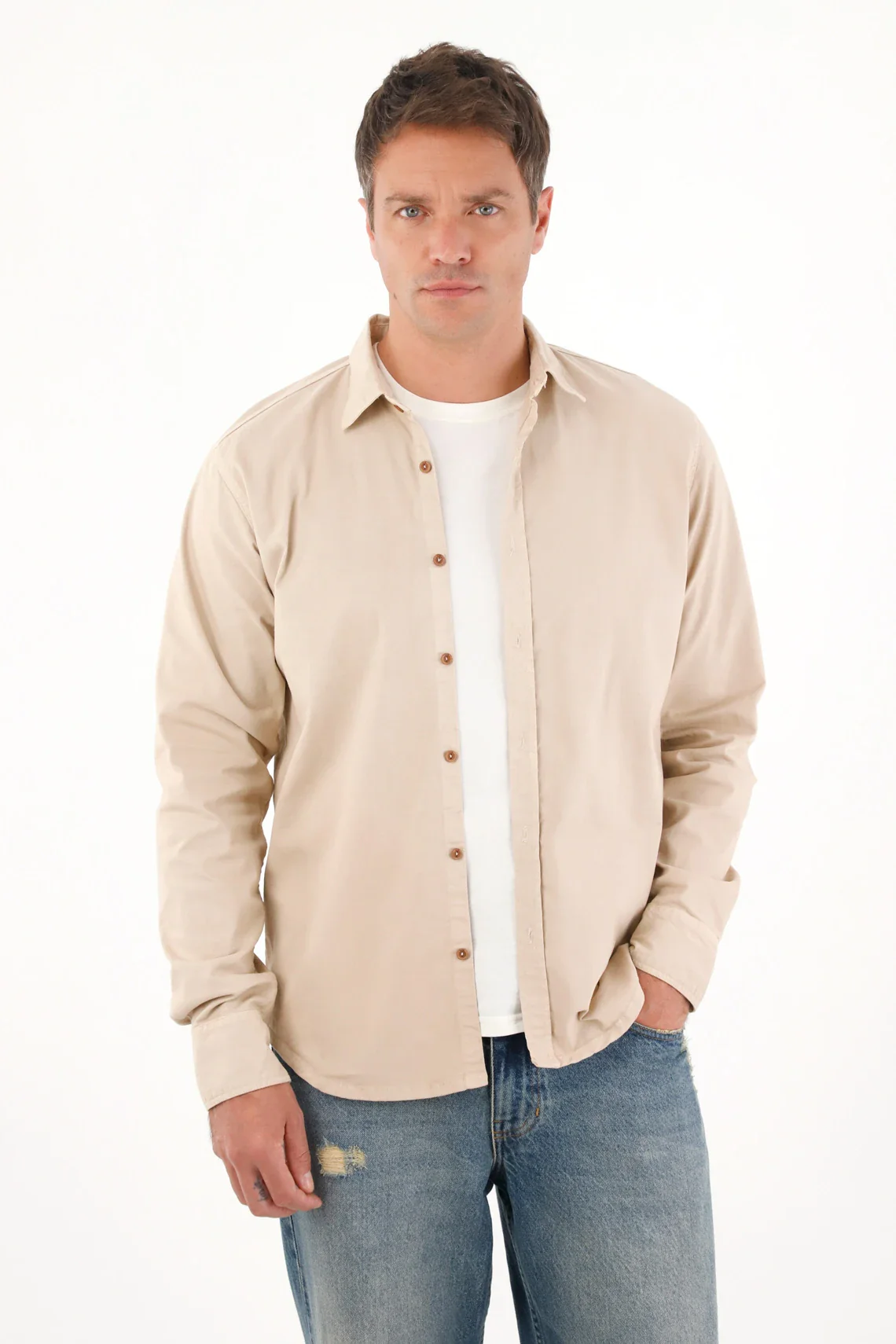 Classic Long Sleeve Shirt in Brown for Men - Image 5