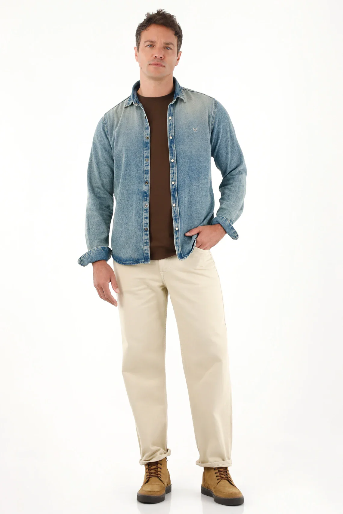 Long Sleeve Shirt in Blue Denim for Men