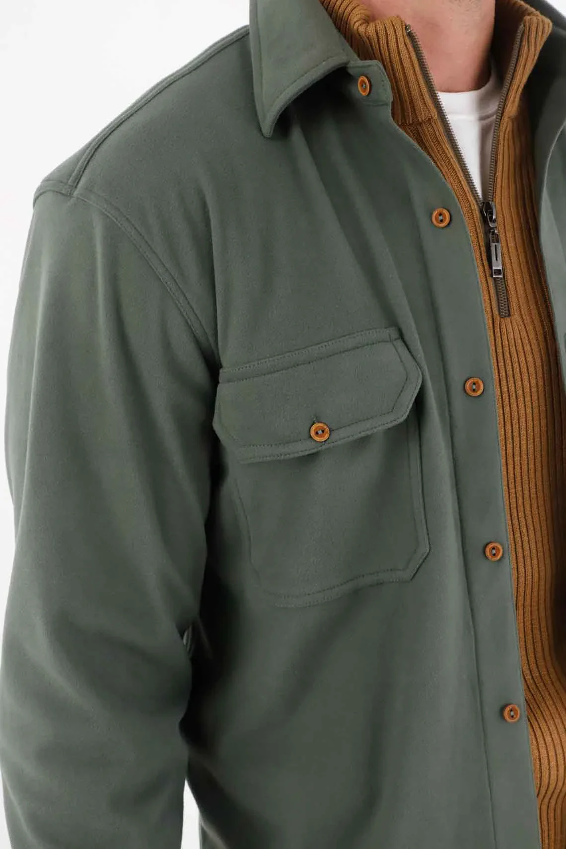 Classic Long Sleeve Green Shirt for Men - Image 3