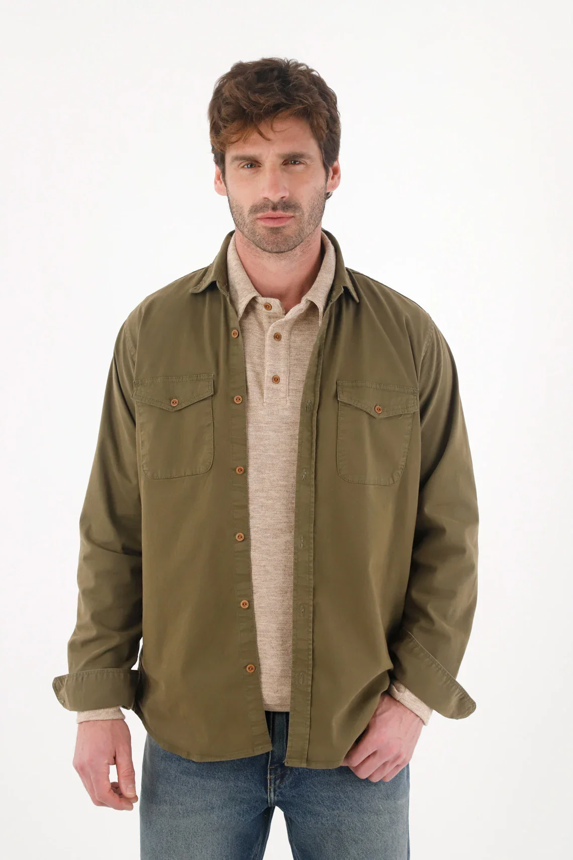 Long sleeve green shirt for men