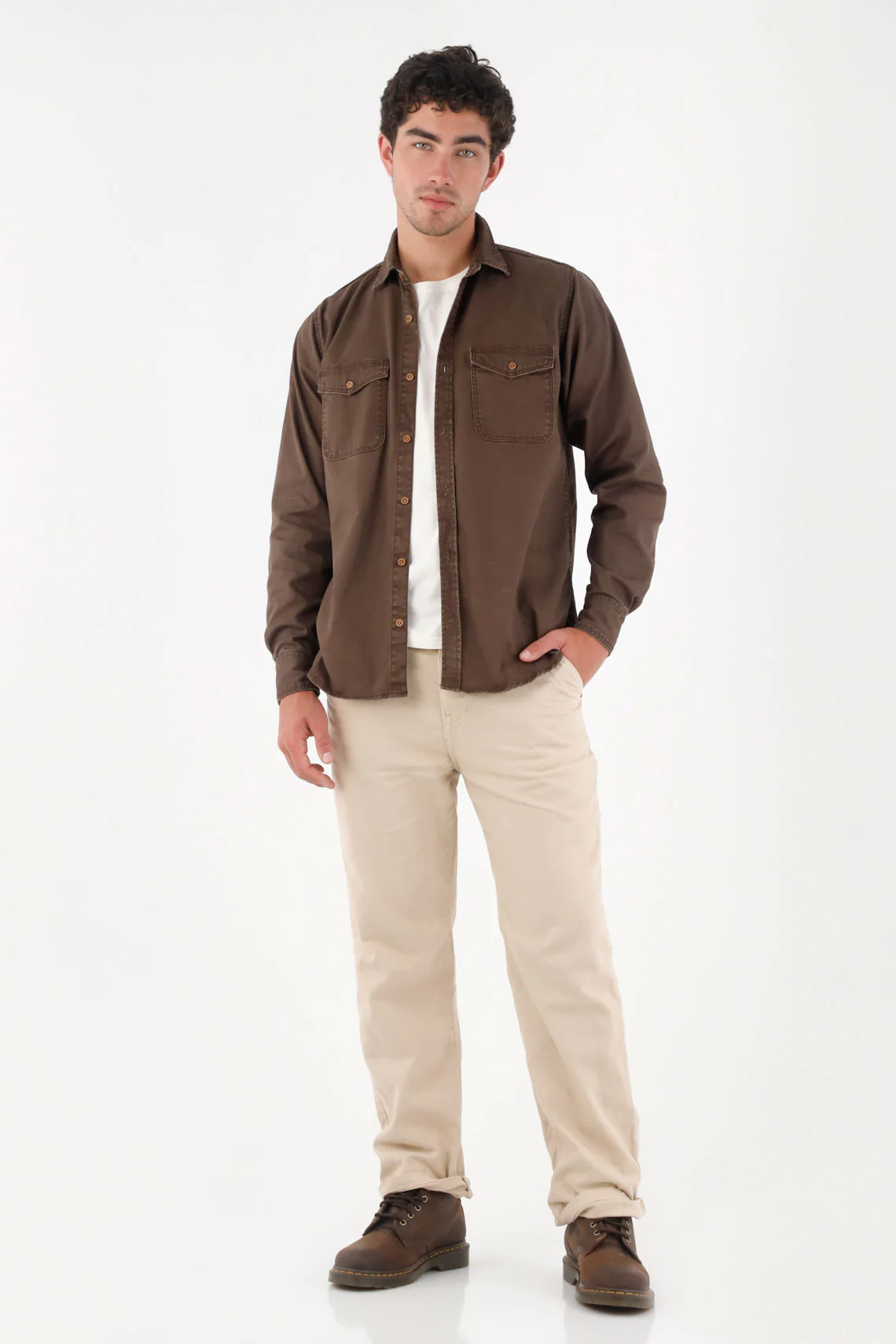 Brown Shirt Jacket for Men - Image 2