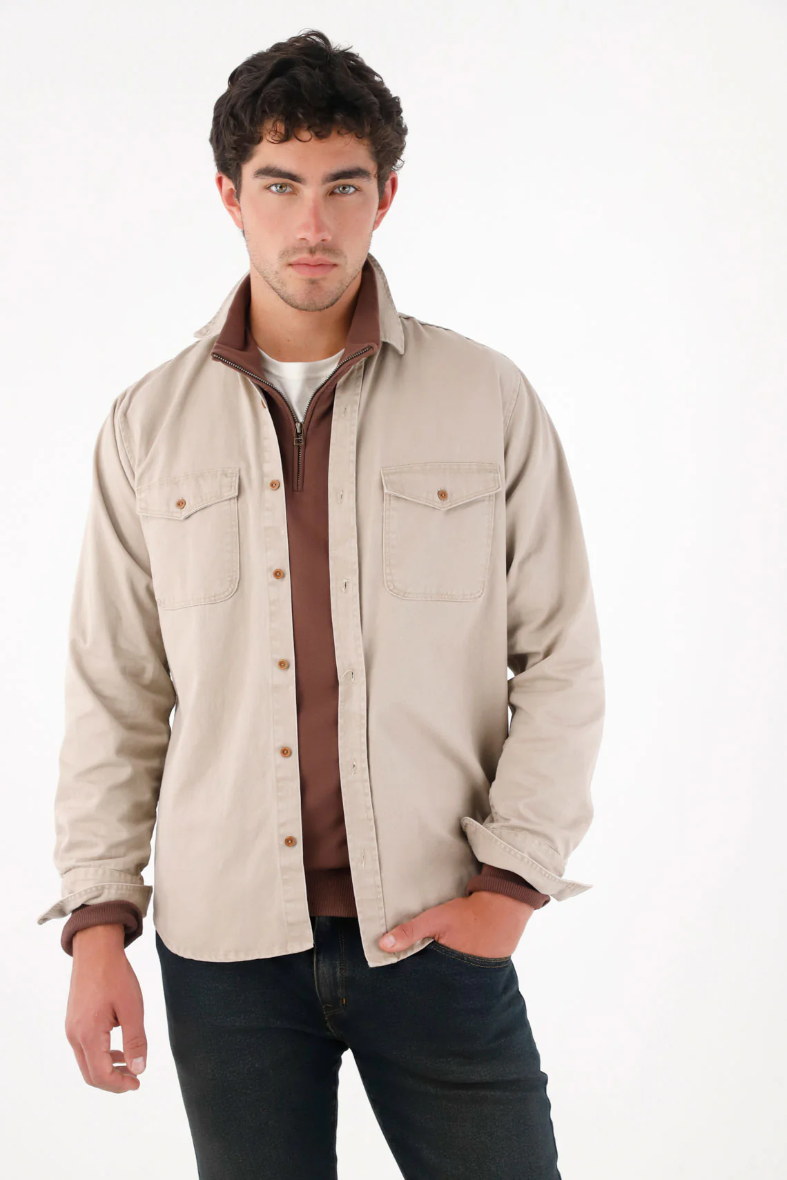 Brown Shirt Jacket for Men - Image 2