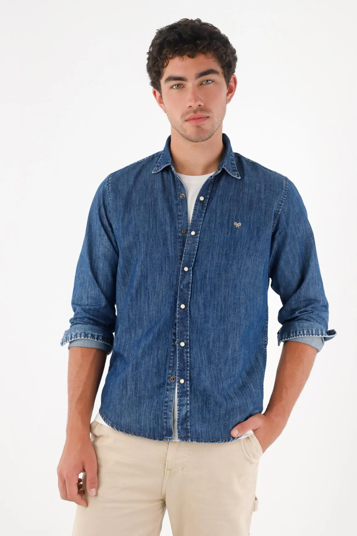 Long Sleeve Blue Shirt for Men - Image 2