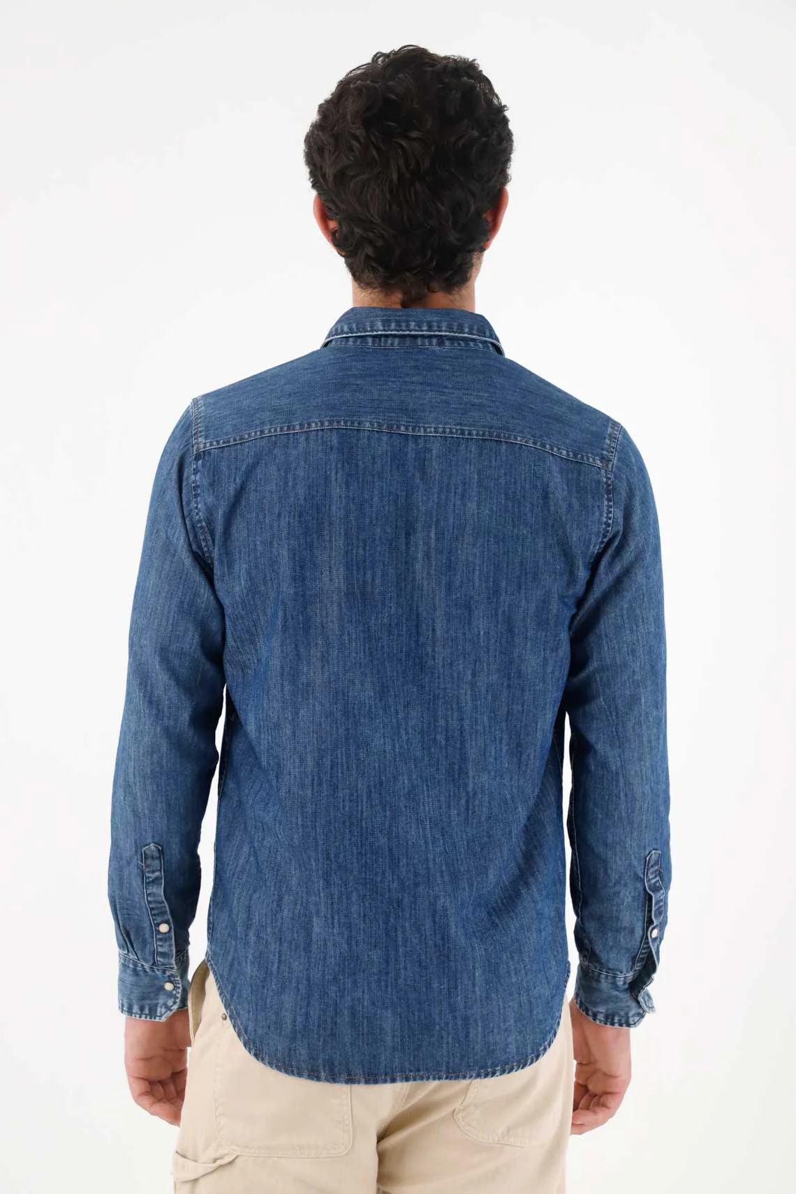 Long Sleeve Blue Shirt for Men - Image 4
