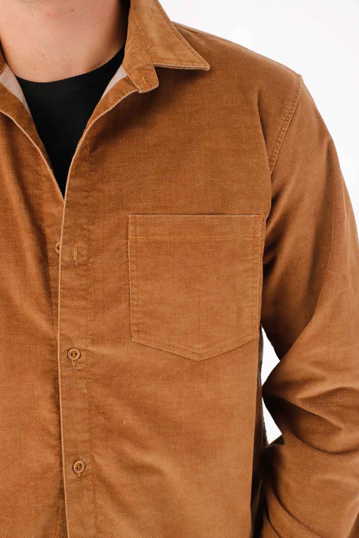 Brown Textured Fabric Shirt for Men - Image 4