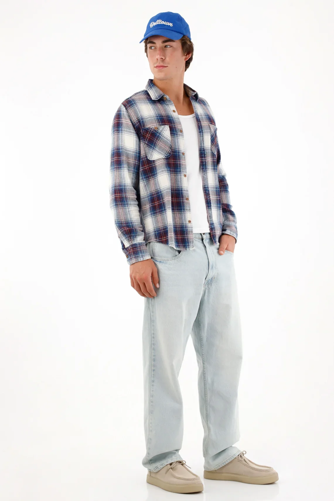 Checkered Blue Shirt for Men - Image 3