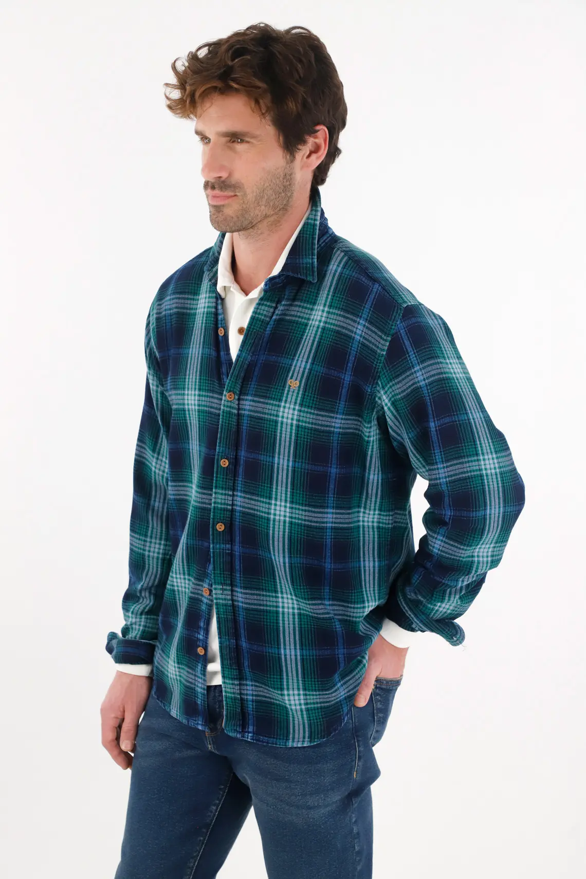 Green Checkered Flannel Shirt for Men