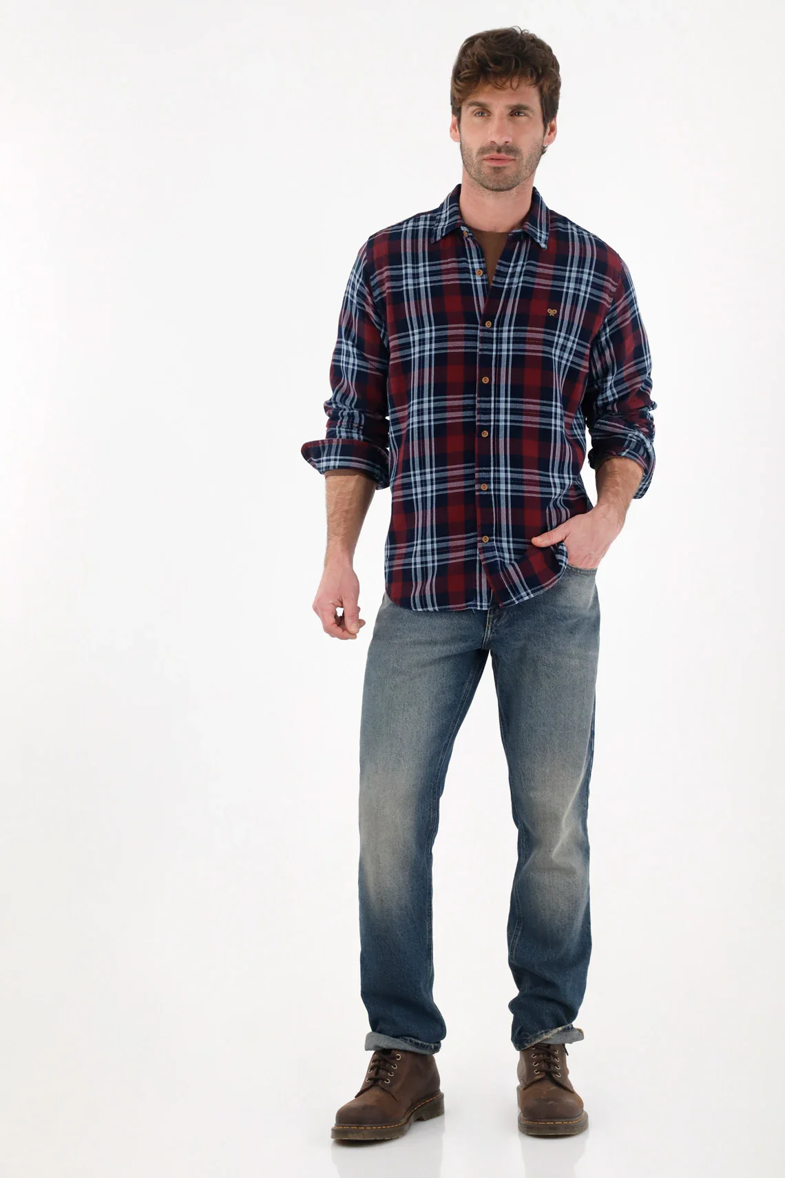 Blue Flannel Shirt for Men - Image 2