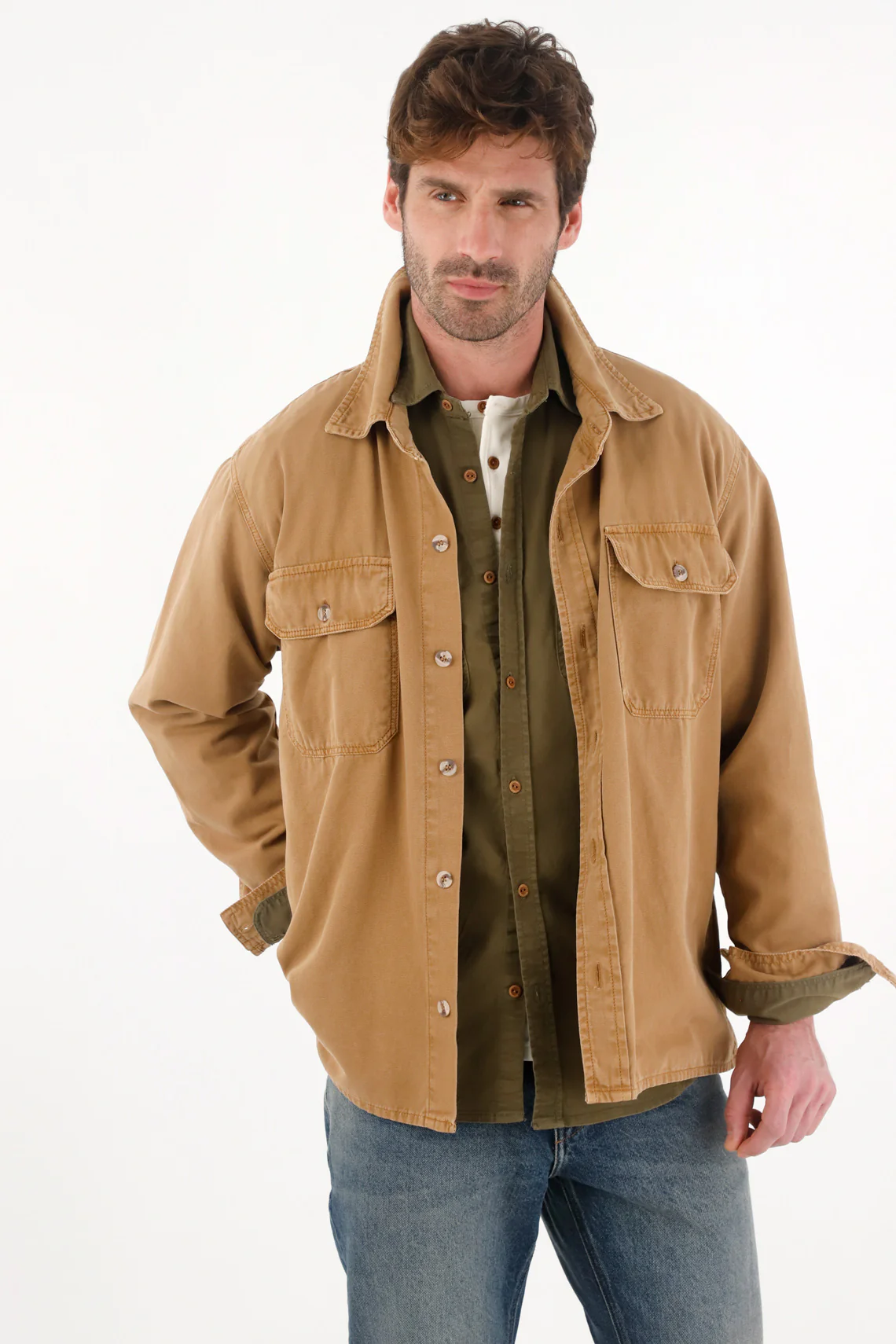 Classic Long Sleeve Shirt in Brown for Men - Image 7