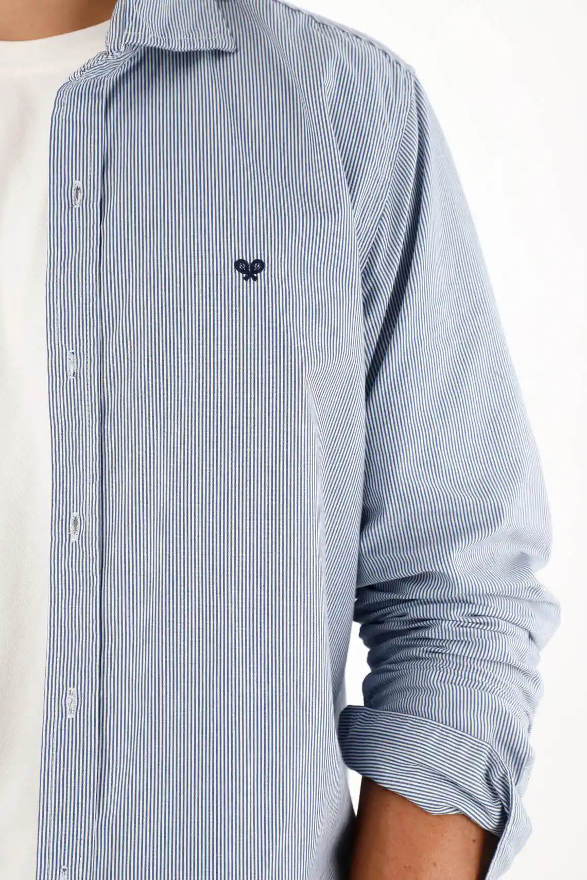 Long Sleeve Striped Blue Shirt for Men - Image 5