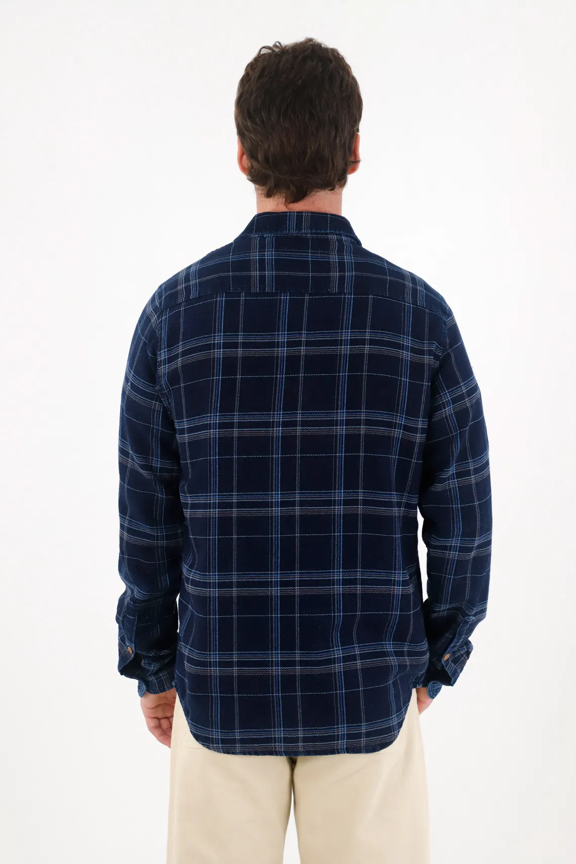 Blue Checkered Flannel Shirt for Men - Image 4