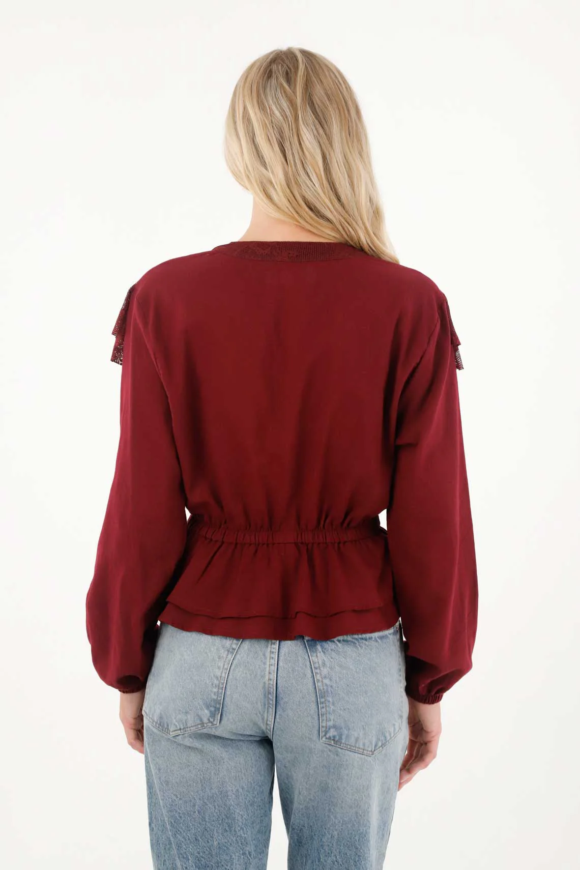 Shirt with Lace in Front Red for Women - Image 4
