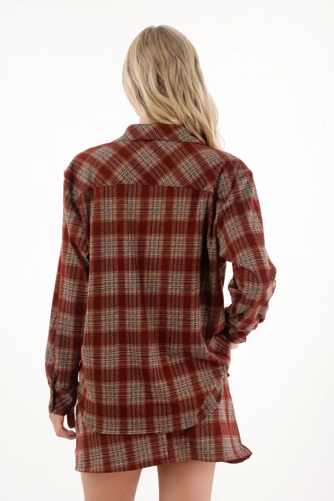 Red Long Sleeve Checkered Shirt for Women - Image 4
