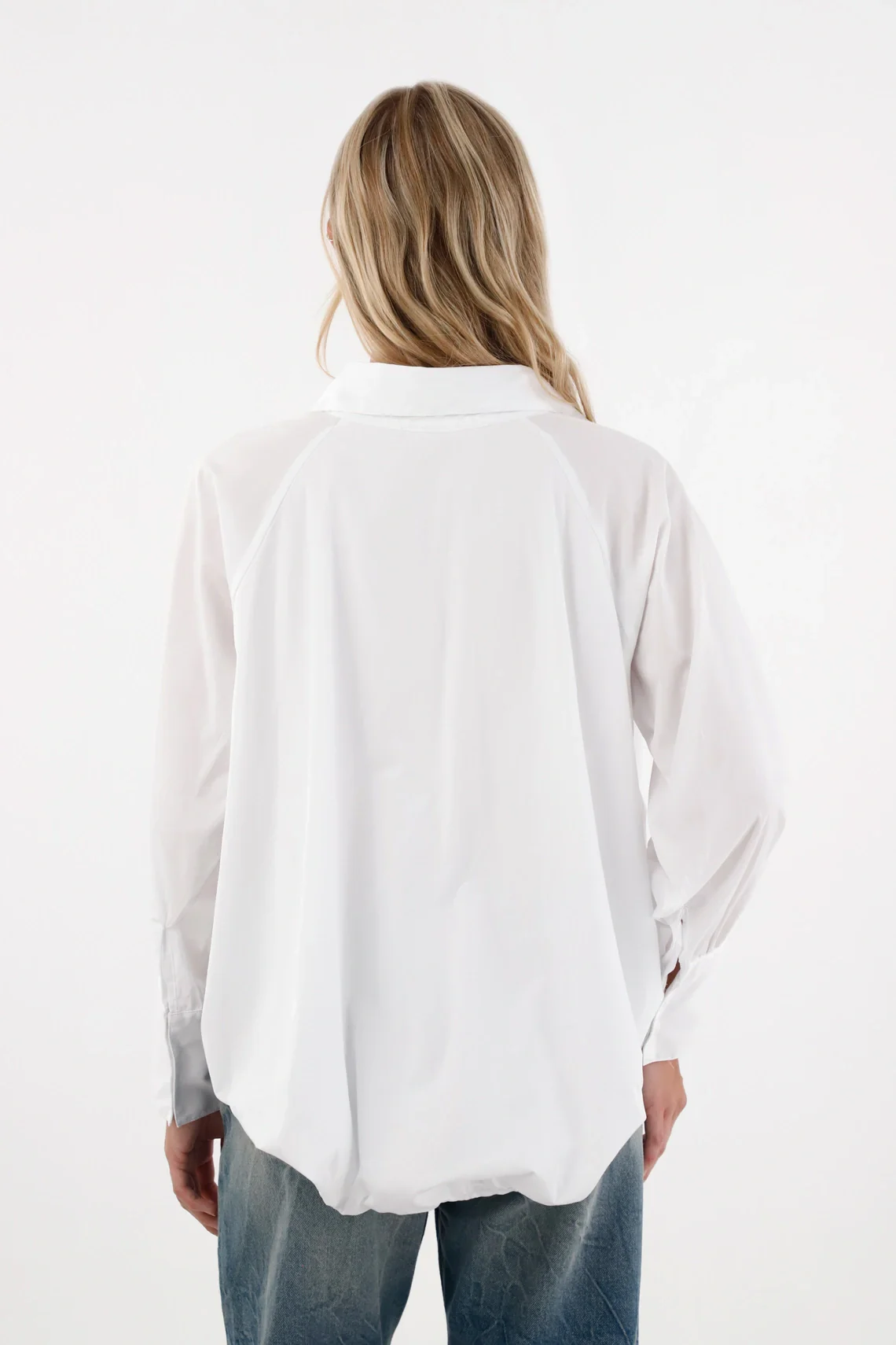 White Balloon Silhouette Shirt for Women - Image 5
