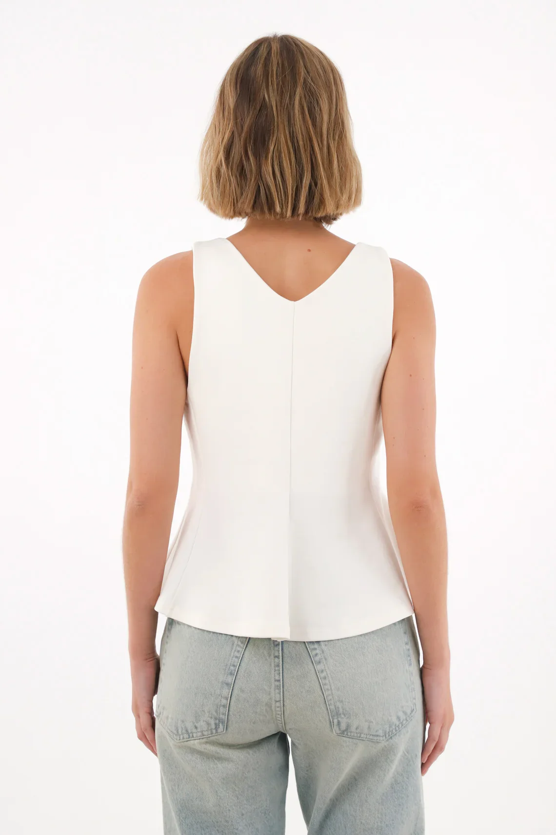 Shirt with V-neck in off-white for Women - Image 5