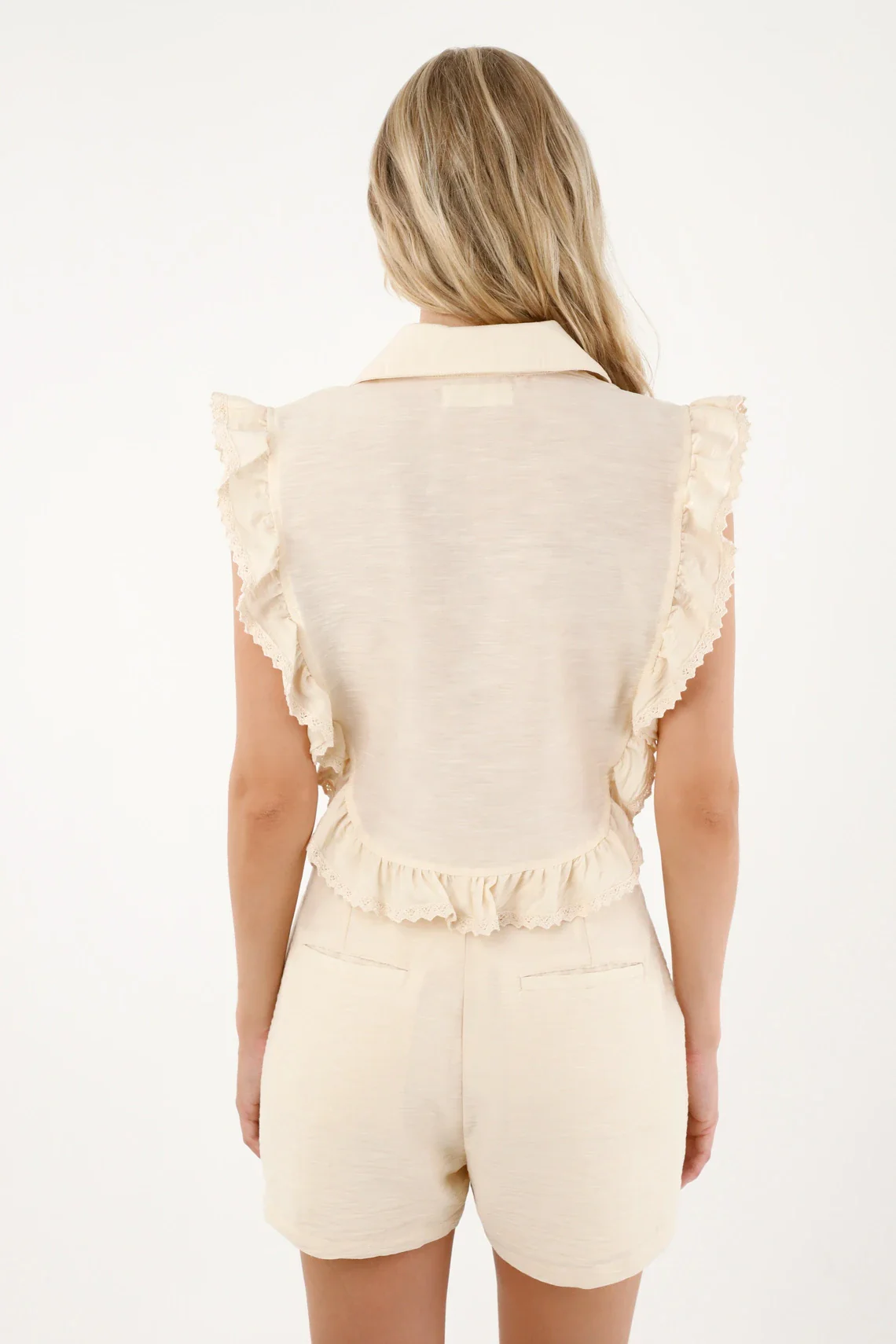 Vest Tank Top with Ruffles Off-White for Women - Image 4