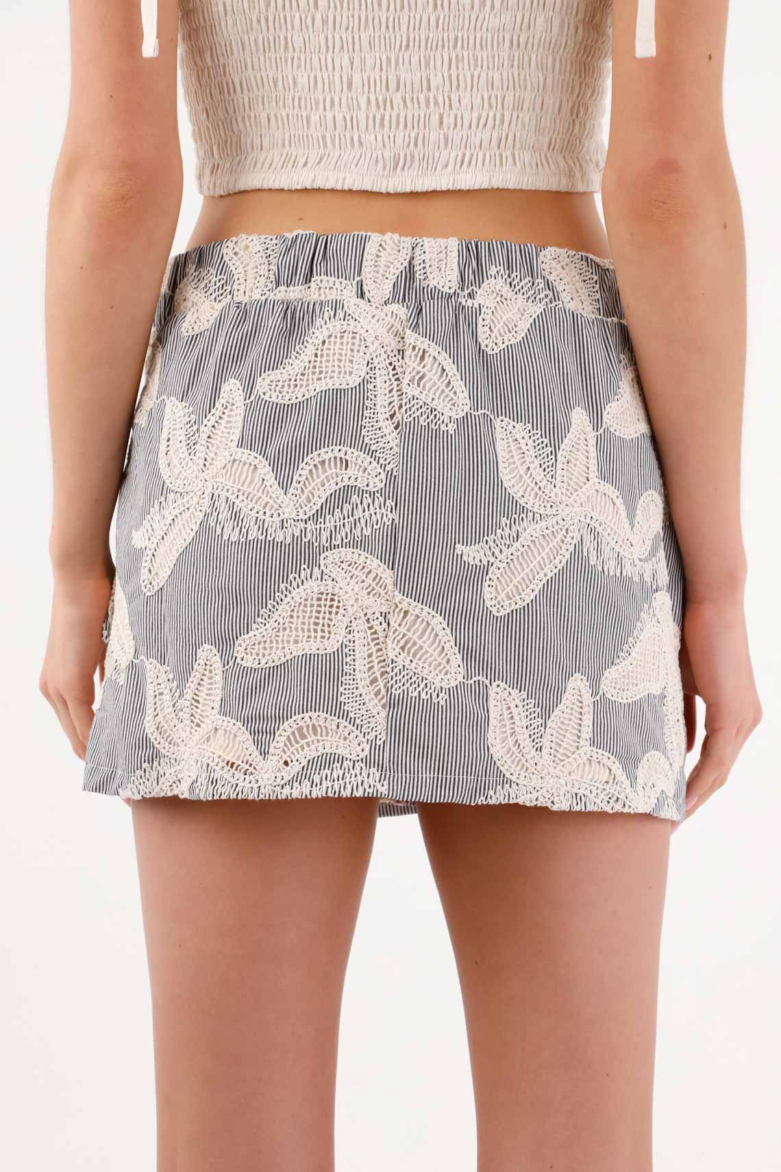 Mini skirt with front bow in gray cotton for women - Image 5