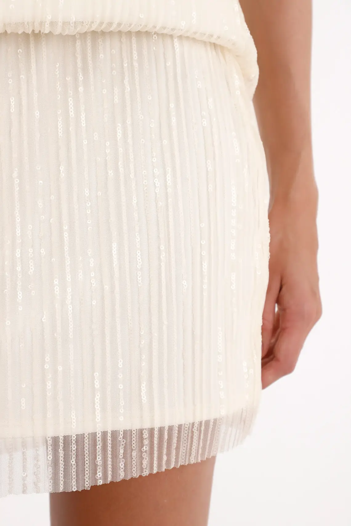 Short Skirt in Shiny Fabric for Women - Image 3
