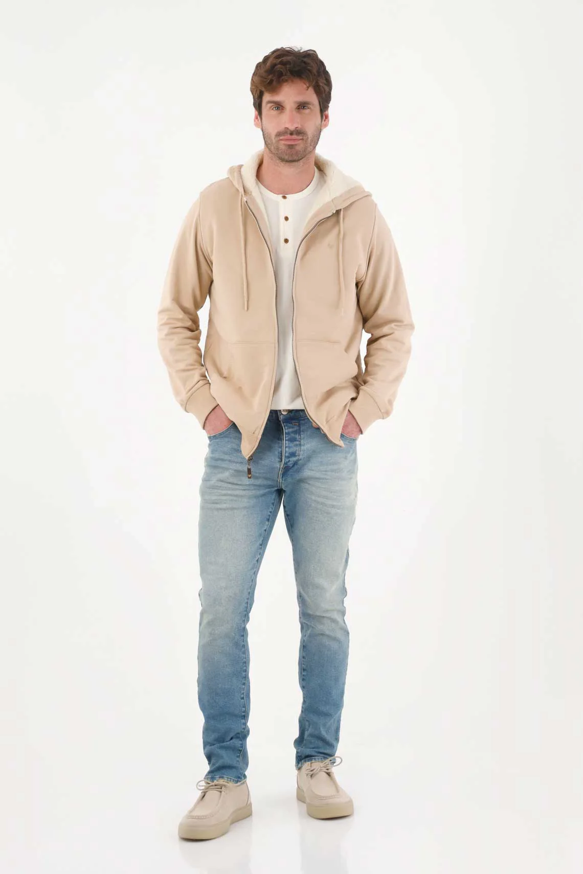 Soft Textured Sweatshirt in Off-White for Men