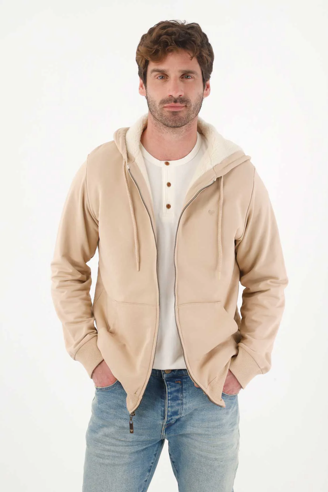 Soft Textured Sweatshirt in Off-White for Men - Image 4