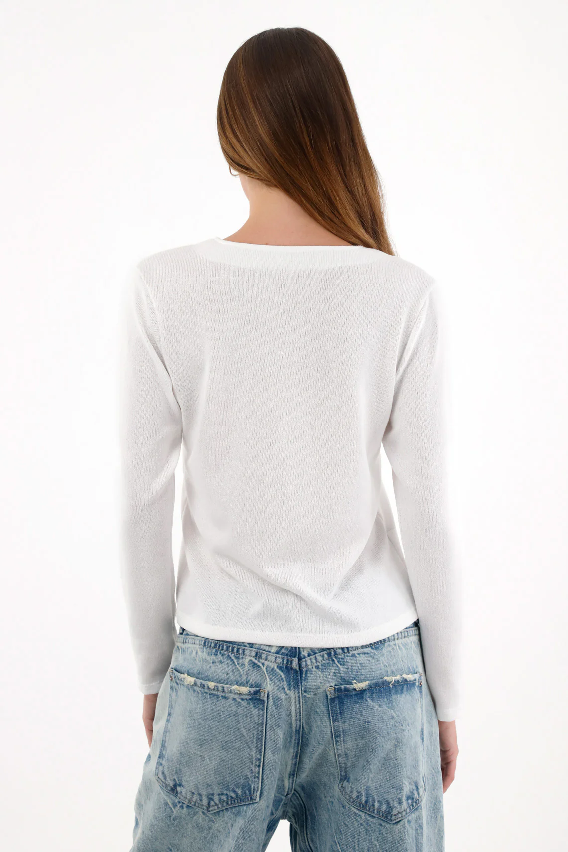 Knit sweatshirt with buttons in front off-white for women - Image 4