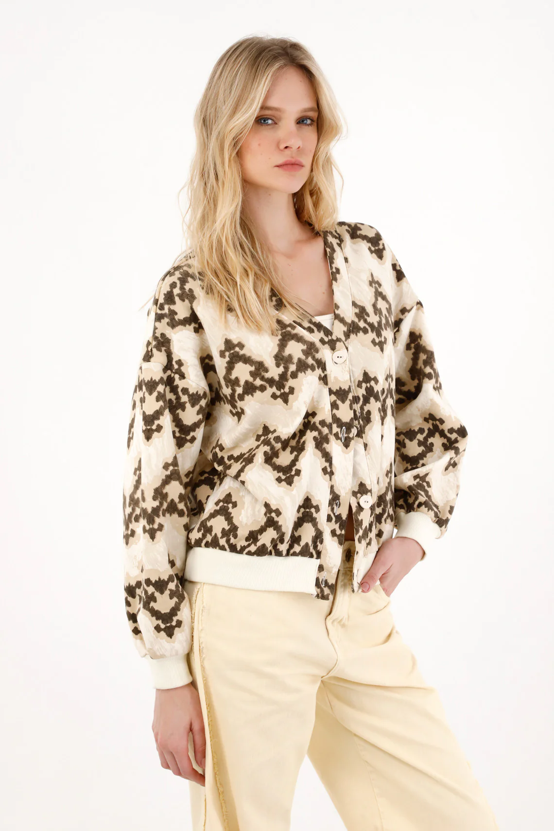 Printed cardigan sweatshirt for women - Image 3