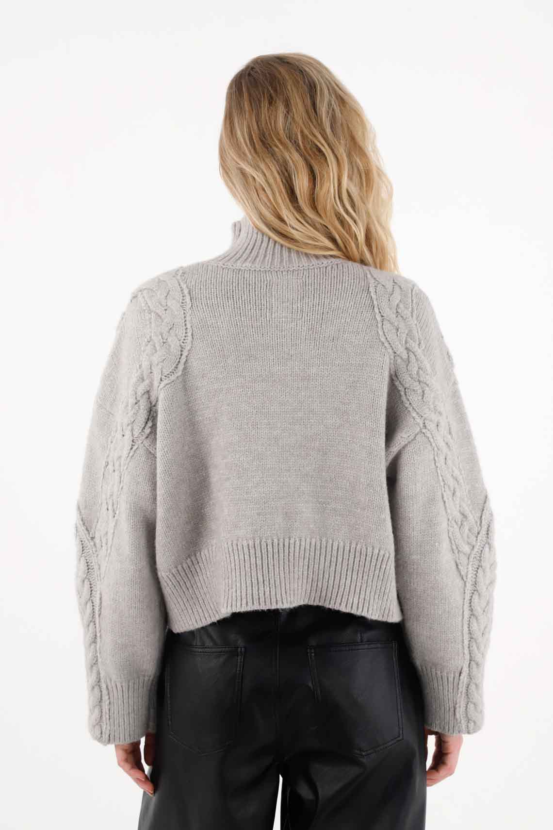 Sweatshirt with Braided Knit in Gray for Women - Image 5