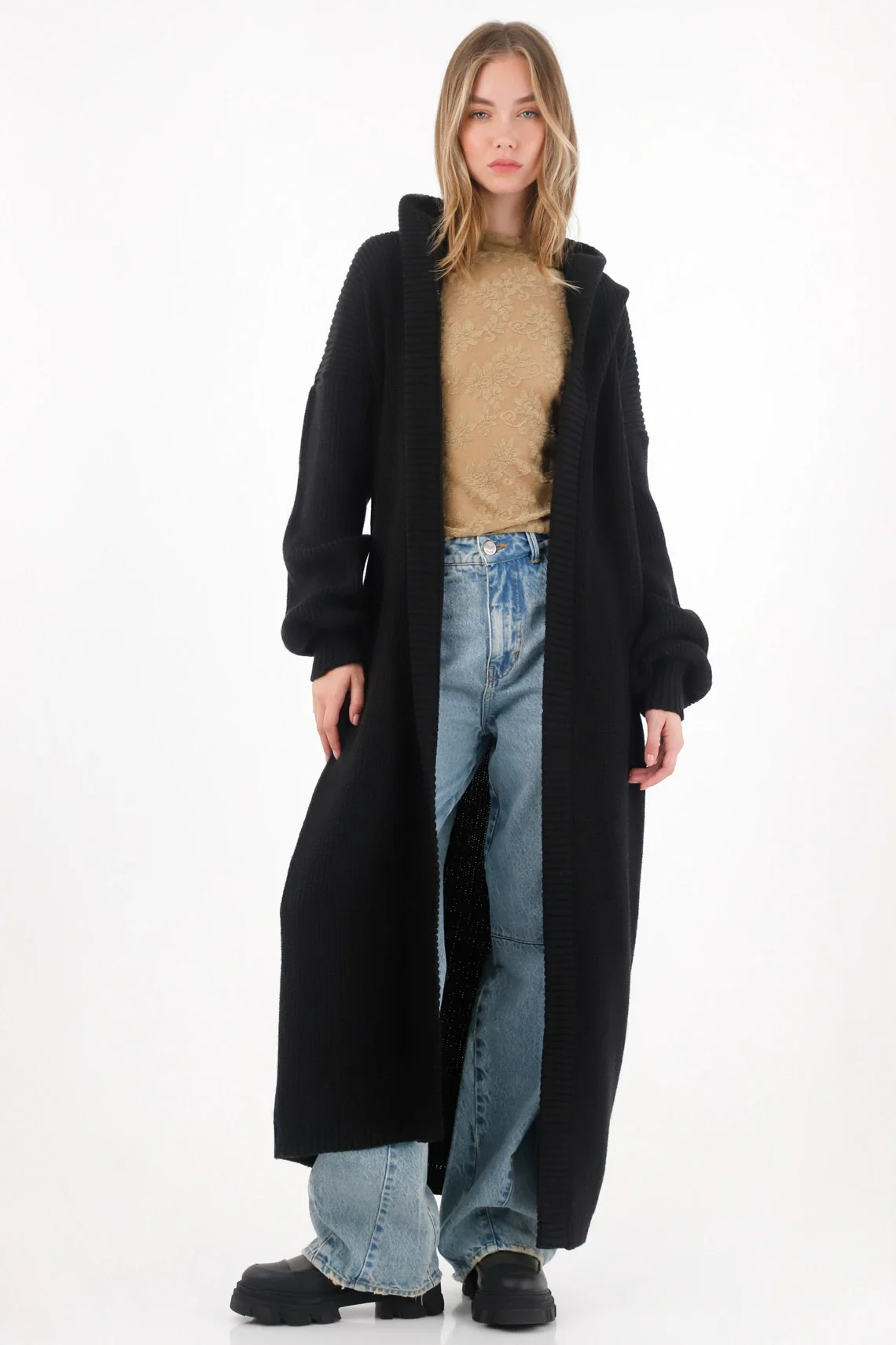 Black knitted cardigan for women - Image 2