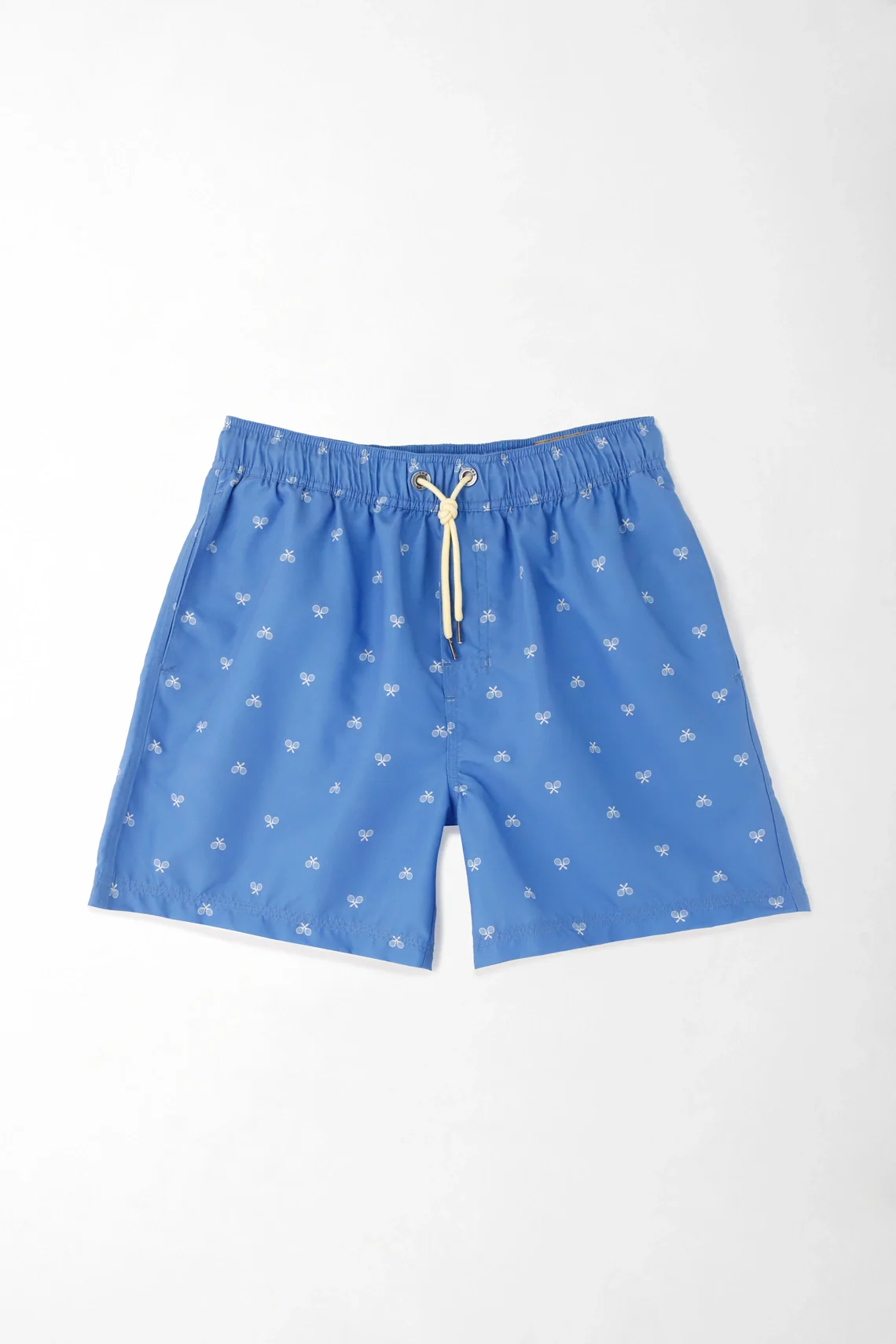 Men's Blue Polyester Swim Trunks with Regular Fit and Micro Racquet Print