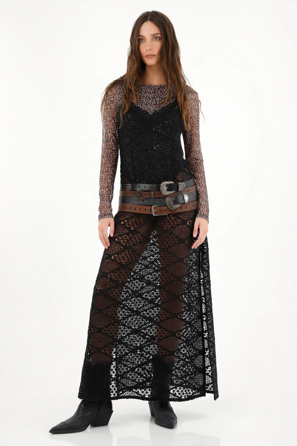 Women's Strappy Lace Black Dress