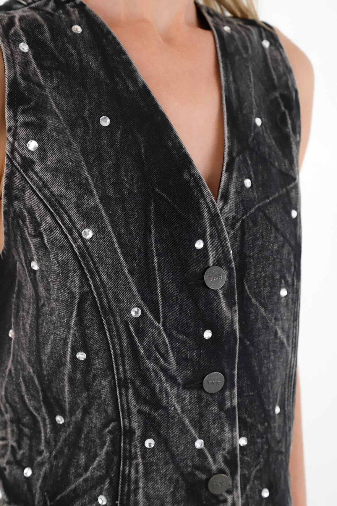 Women's Black Vest with Mini Appliques - Image 3