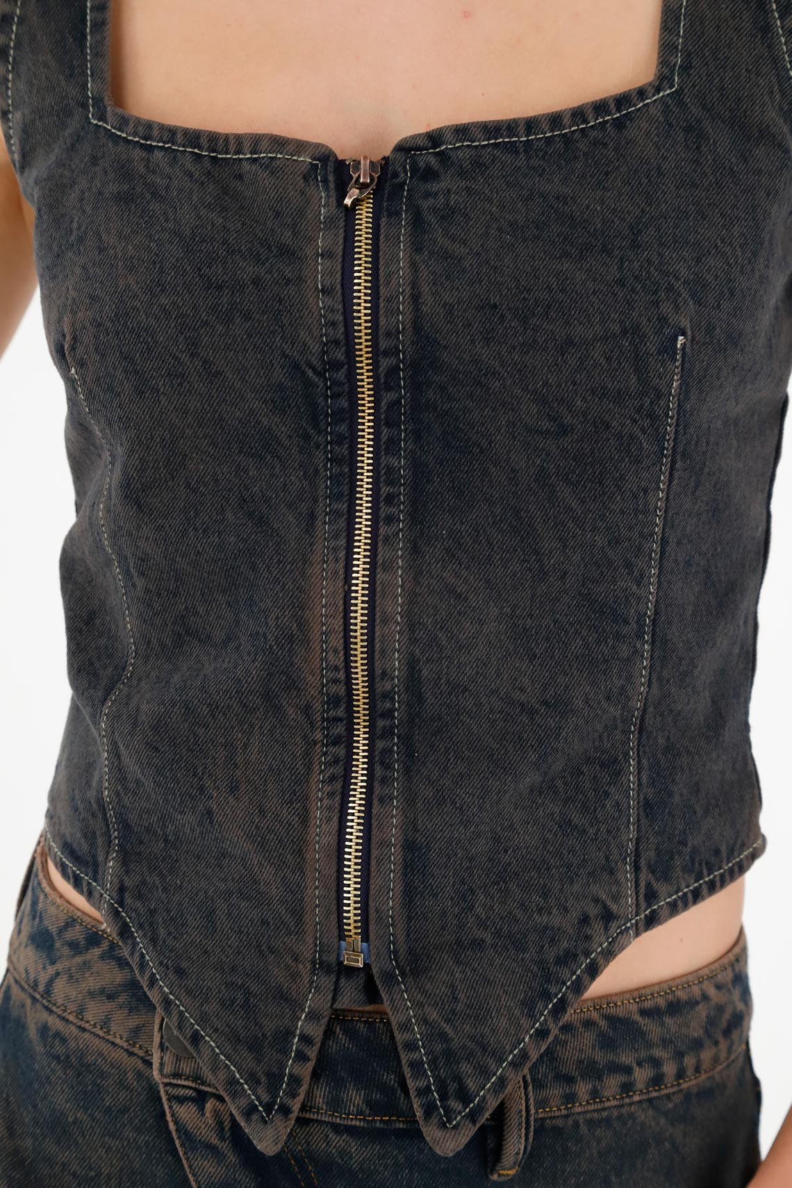 Women's Blue Zip-Up Vest - Image 2