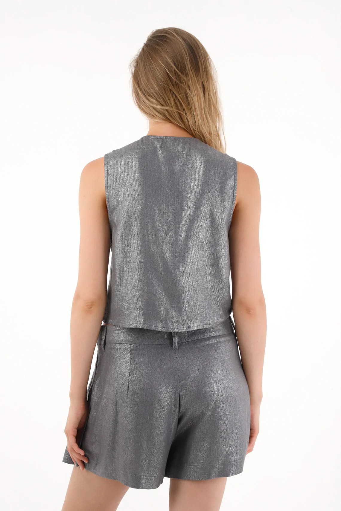Women's Metallic V-Neck Vest - Image 4