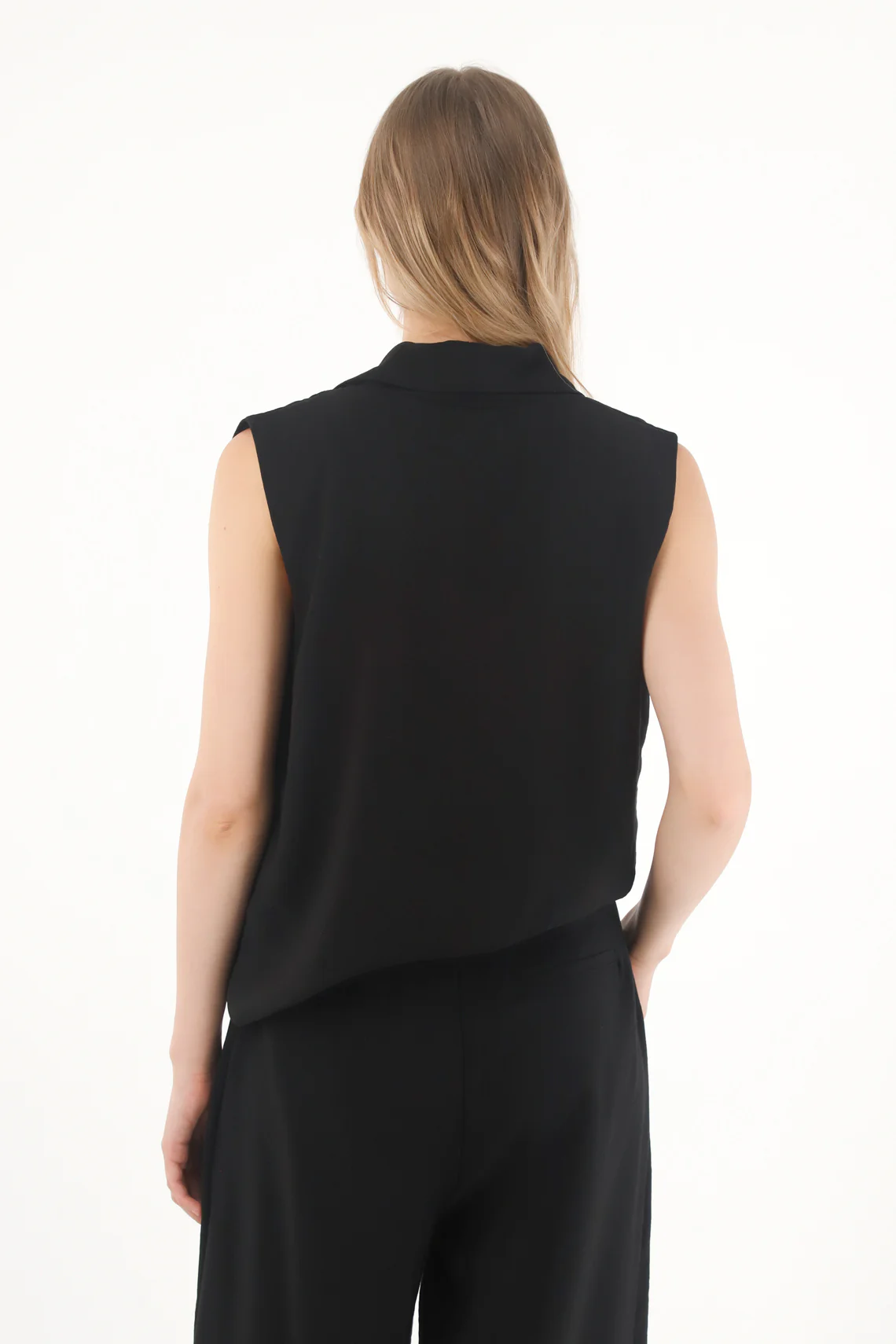 Women's Asymmetrical Black Blazer Vest - Image 4
