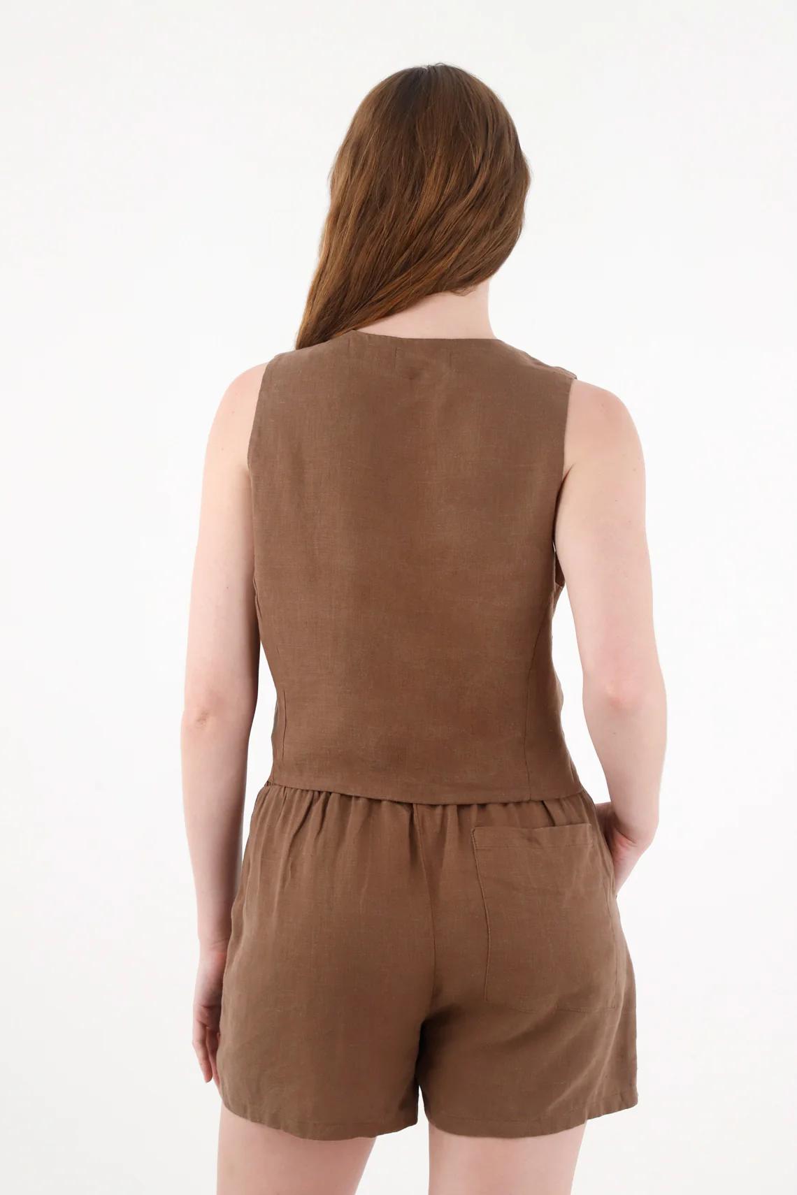 Women's 100% Linen Vest with Coffee Embroidery - Image 4