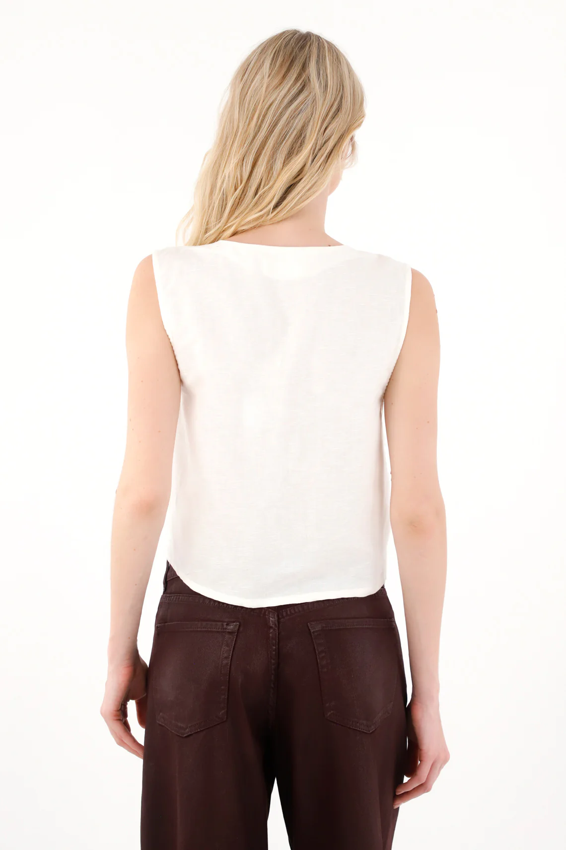 Women's Cream Embroidered Overlay Vest - Image 4