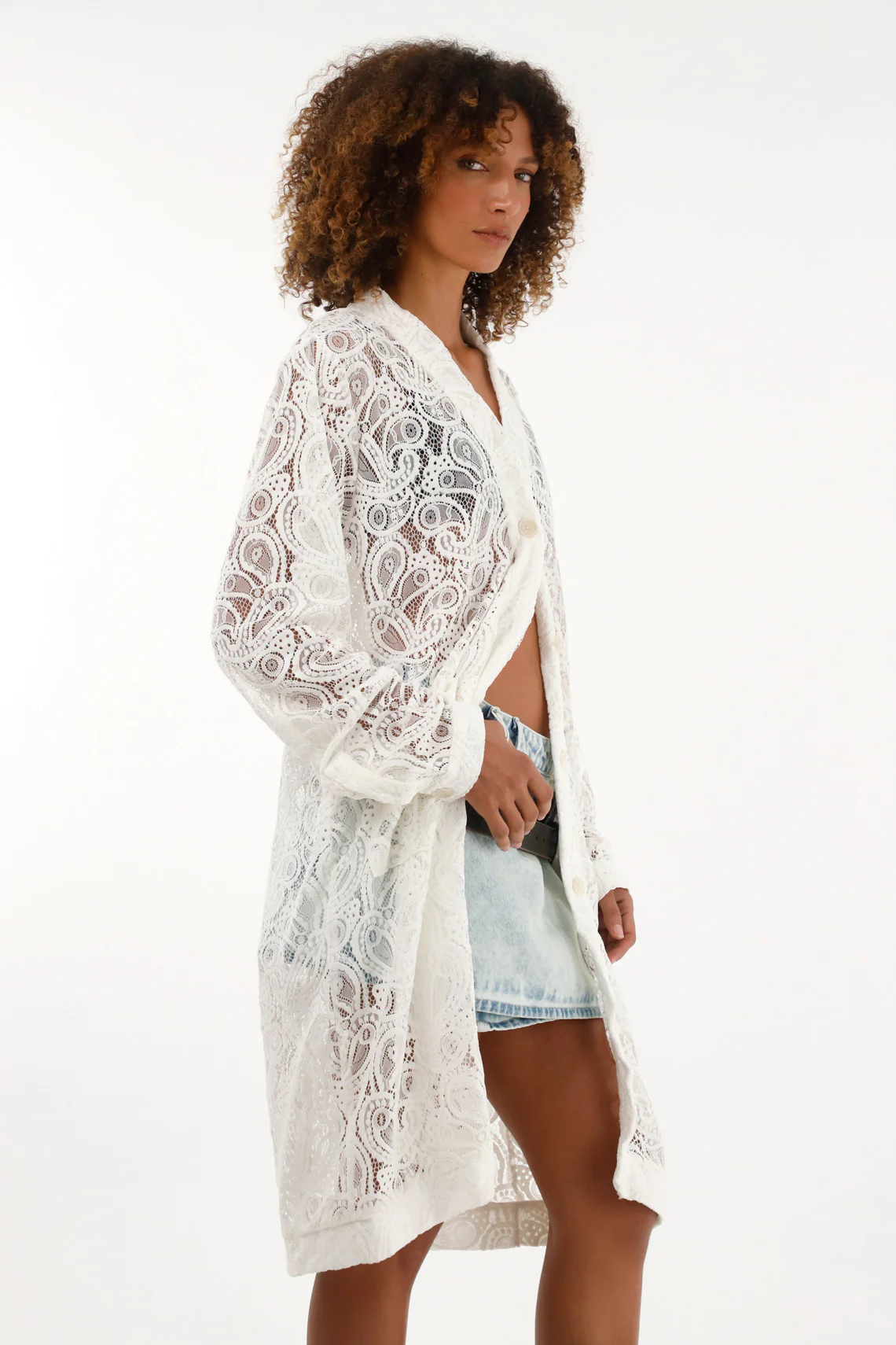 Women's Raw Lace Kimono