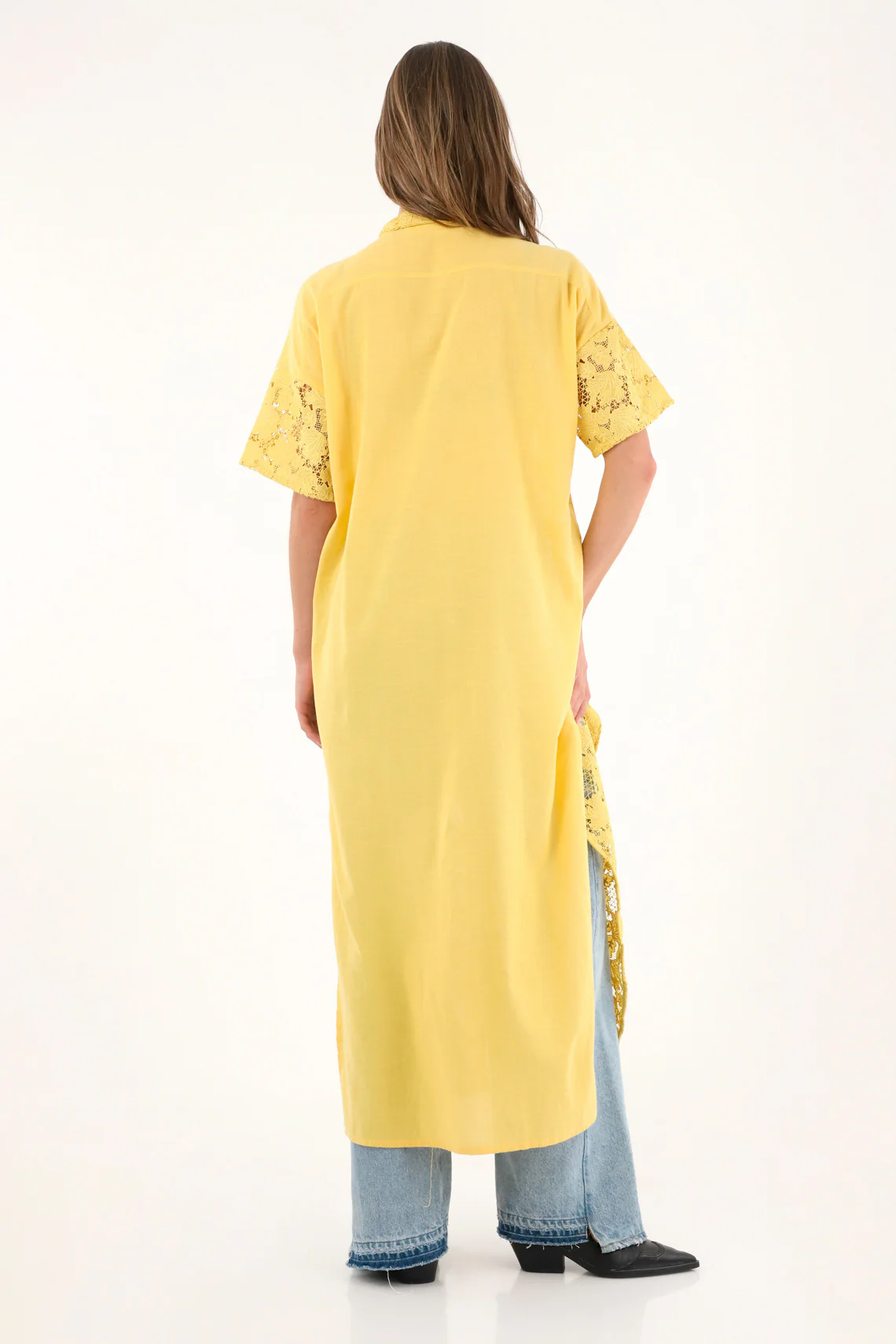 Women's yellow kimono with embroidered fabric - Image 4