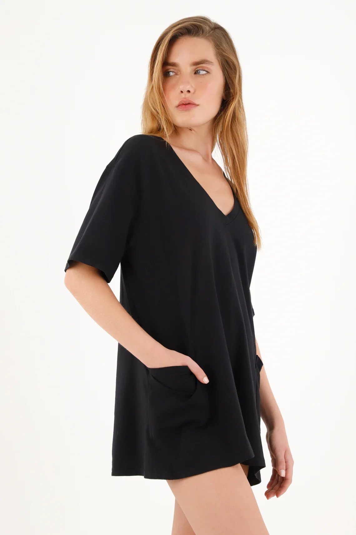 Women's Short Black Knitted Romper - Image 2